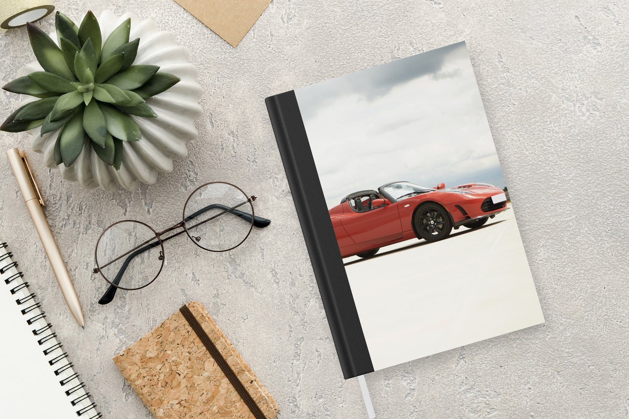 A5, MuchoWow Schneller Tesla Roadster, Tagebuch, Journal, 98 Notizbuch Notizheft, Merkzettel, Seiten, Haushaltsbuch