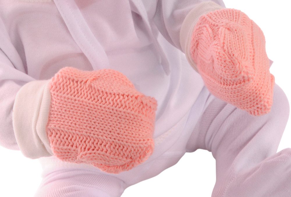 La Bortini Fäustlinge Baby Handschuhe Strickfäustlinge für Neugeborene (1 Paar) aus Baumwolle, für Baby Mädchen