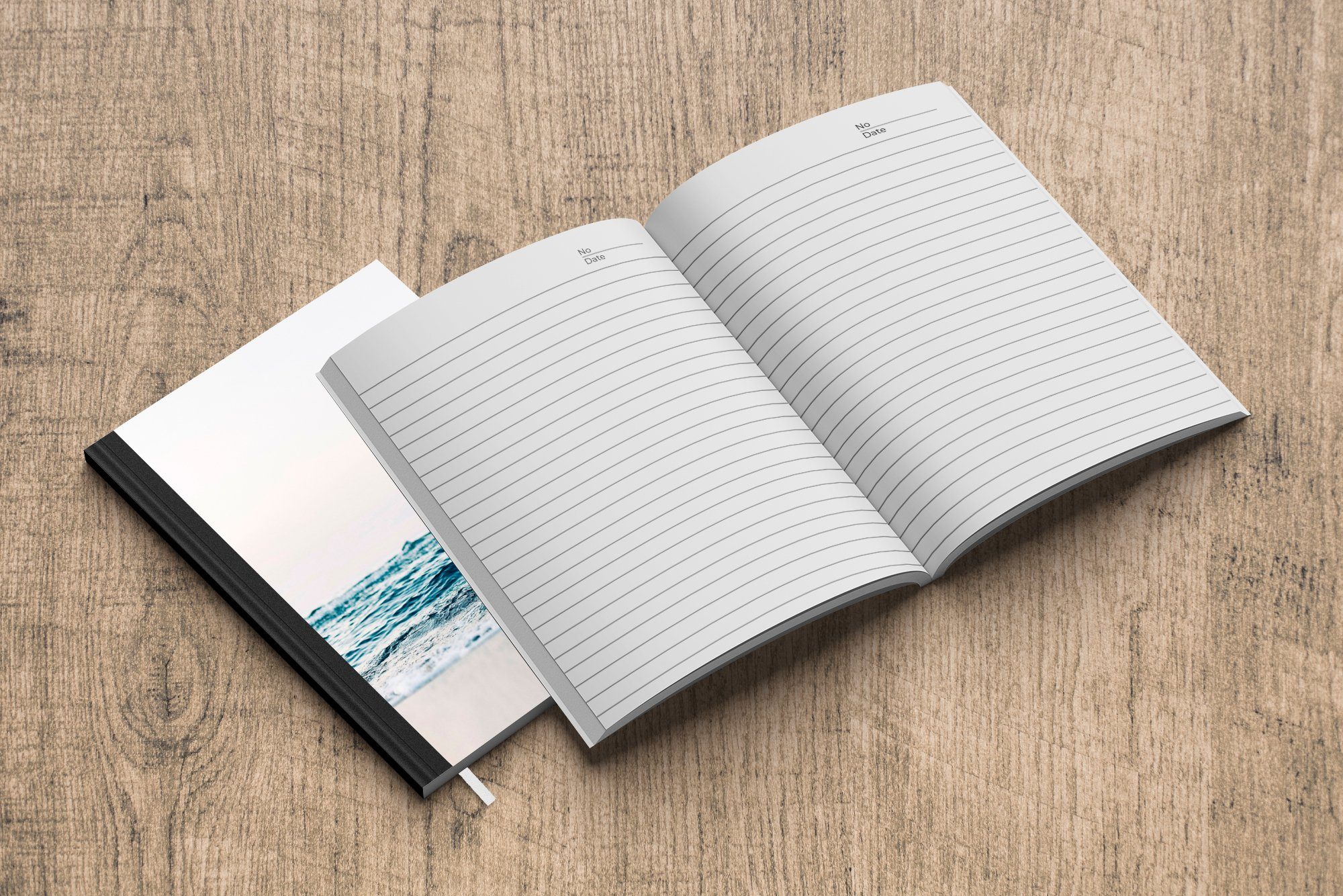 MuchoWow Notizbuch Meer Journal, Haushaltsbuch Strand, A5, - Notizheft, 98 Seiten, - Natur Merkzettel, - - Tagebuch, Wellen Wasser
