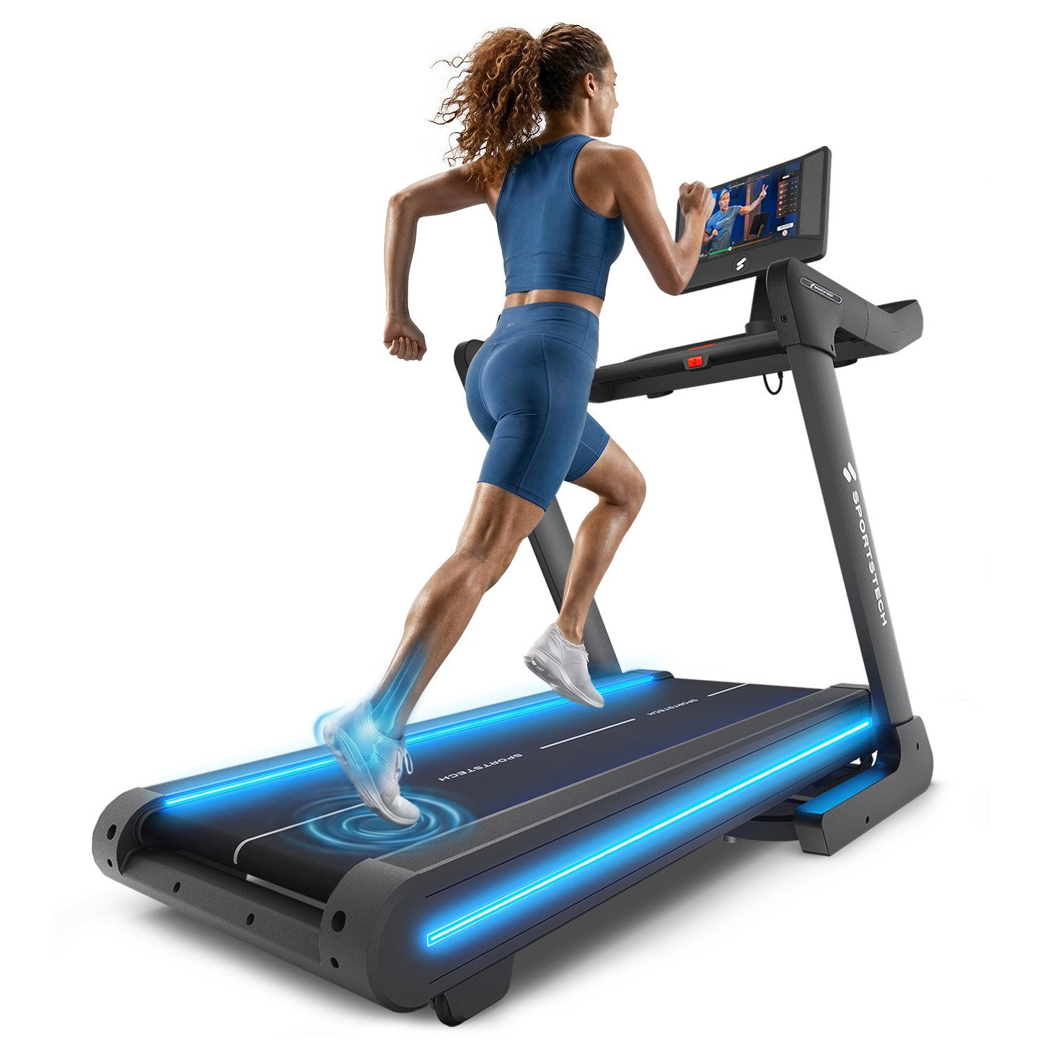 Sportstech Laufband Sportstech sTread Pro, Bis 20 km/h, 15 Steigungen, klappbar & Touchdisplay