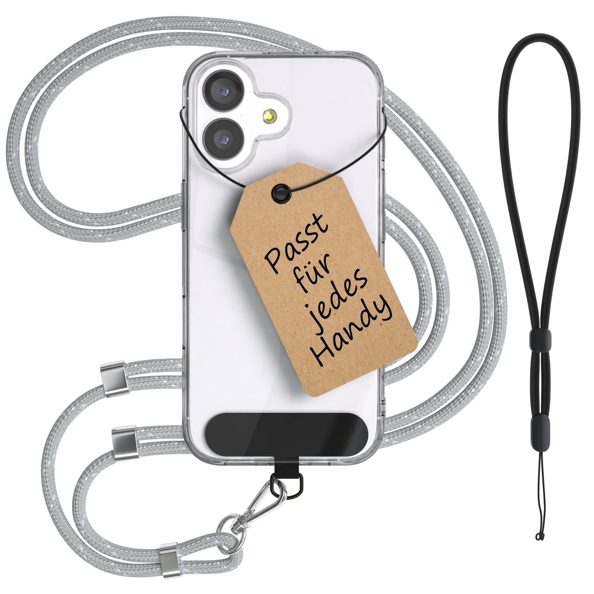 EAZY CASE Handykette Universal Handykette für alle Modelle zum Umhängen, Universale Handykette zum Umhängen für alle Case Modelle geeignet Weiß