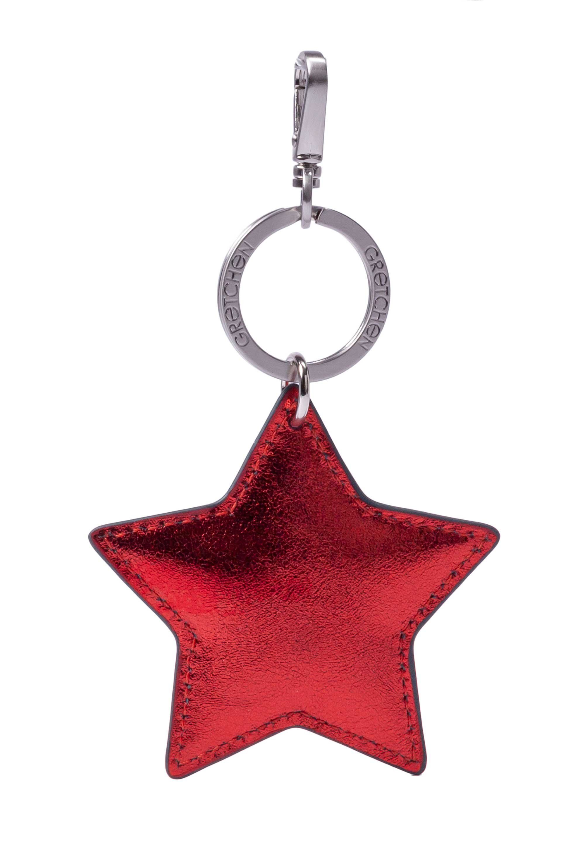 GRETCHEN Schlüsselanhänger Star Keyring, aus italienischem Kalbsleder rot