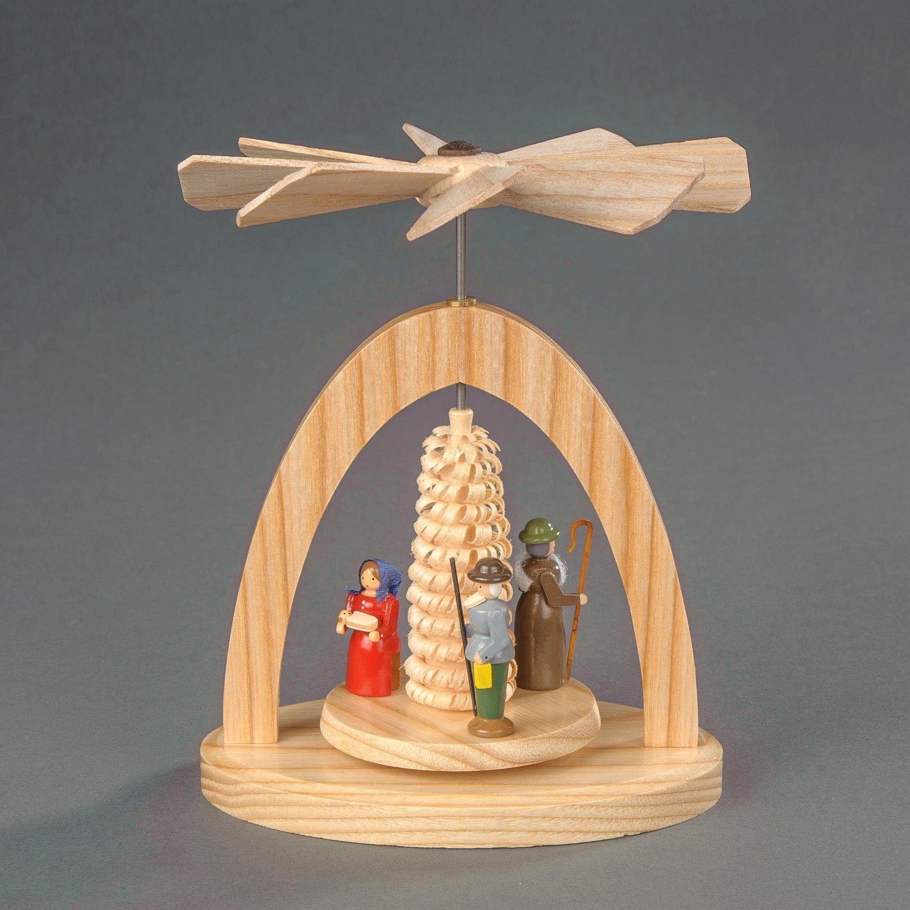 Albin Preissler Weihnachtspyramide Wärmespiel Christi Geburt, Handwerkskunst aus dem Erzgebirge, Weihnachtsdeko aus Holz