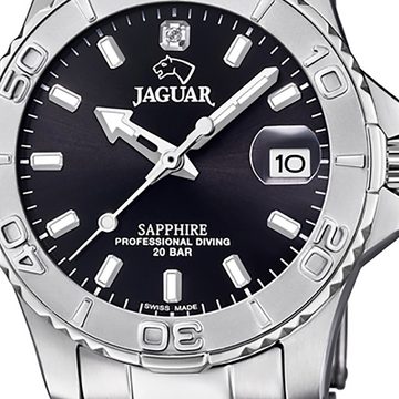 JAGUAR Quarzuhr Jaguar Damen Armbanduhr Cosmopolitan, (Analoguhr), Damenuhr rund, mittel (ca. 34mm), Edelstahlarmband, Fashion-Style