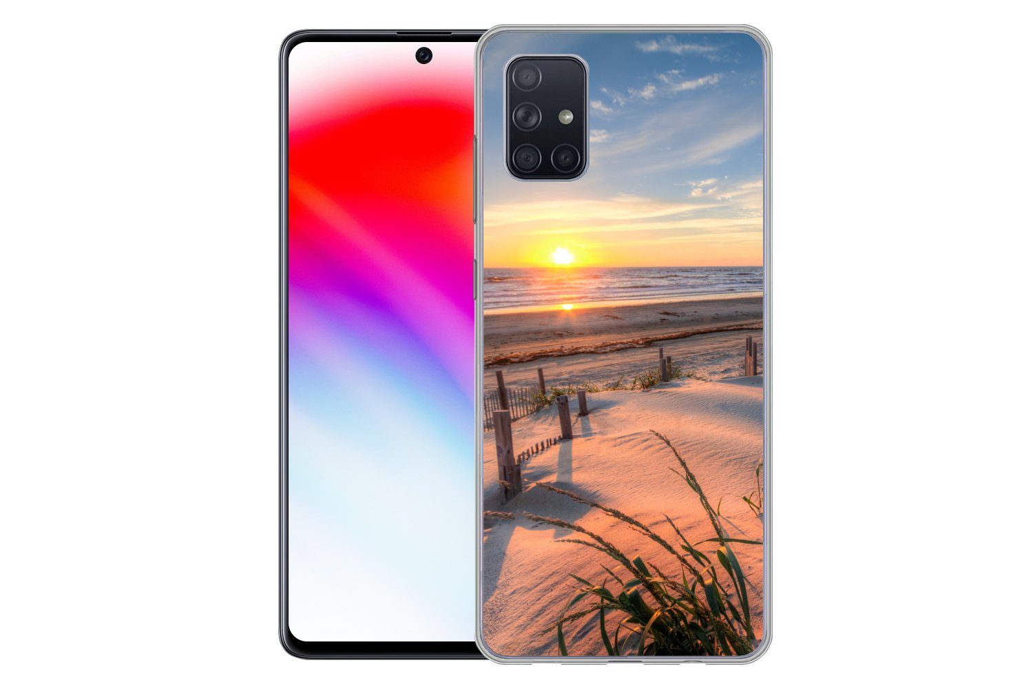 MuchoWow Handyhülle für Samsung Galaxy A71 Strand - Meer - Düne - Sonnenuntergang - Landsc, Phone Case, Silikon, Schutzhülle Dünn