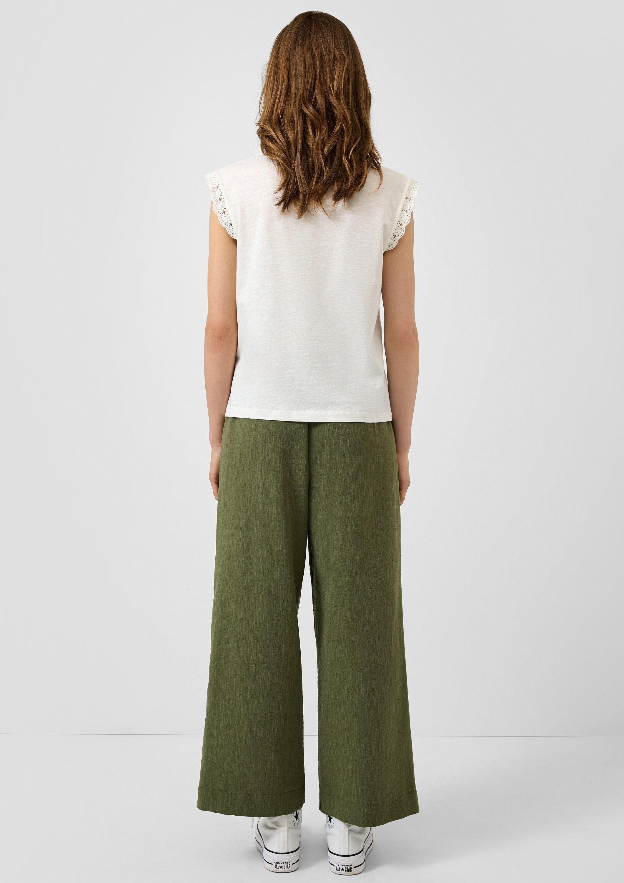 QS Kurzarmshirt T-Shirt Top mit Spitze