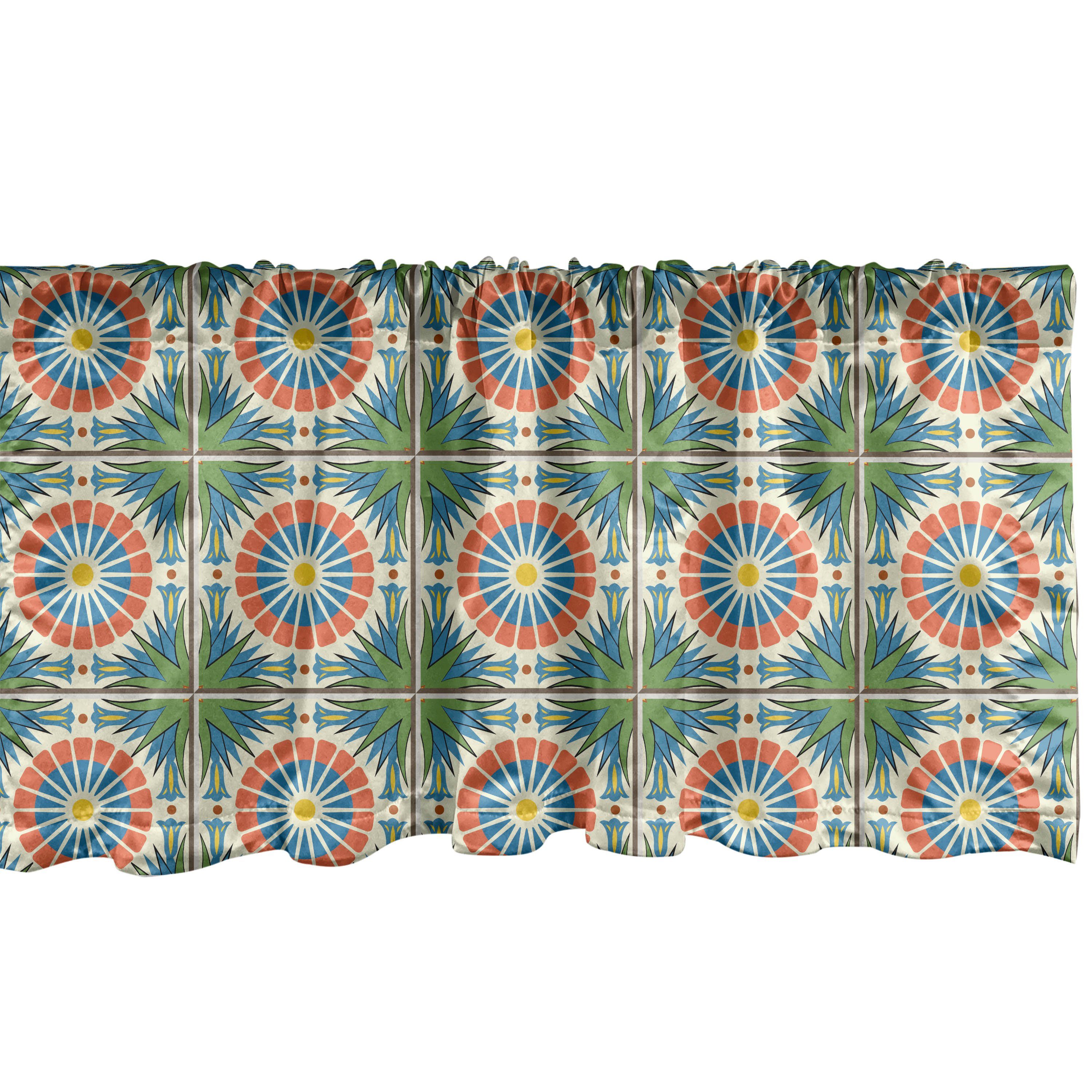 Scheibengardine Vorhang Volant für Küche Schlafzimmer Dekor mit Stangentasche, Abakuhaus, Microfaser, Abstrakt Traditionelle Mosaik-Kunst