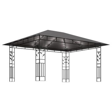 vidaXL Partyzelt Pavillon mit Moskitonetz & LED-Lichterkette 4x3x2,73m Anthrazit