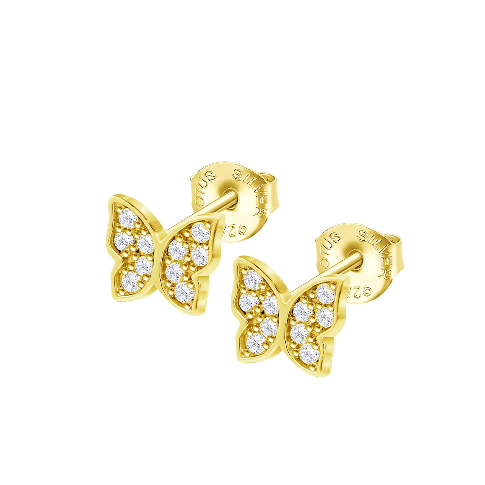 LOTUS SILVER Paar Ohrstecker LP3051-4/2 Damen – Mystic Schmetterling, vergoldet, 7×6 mm