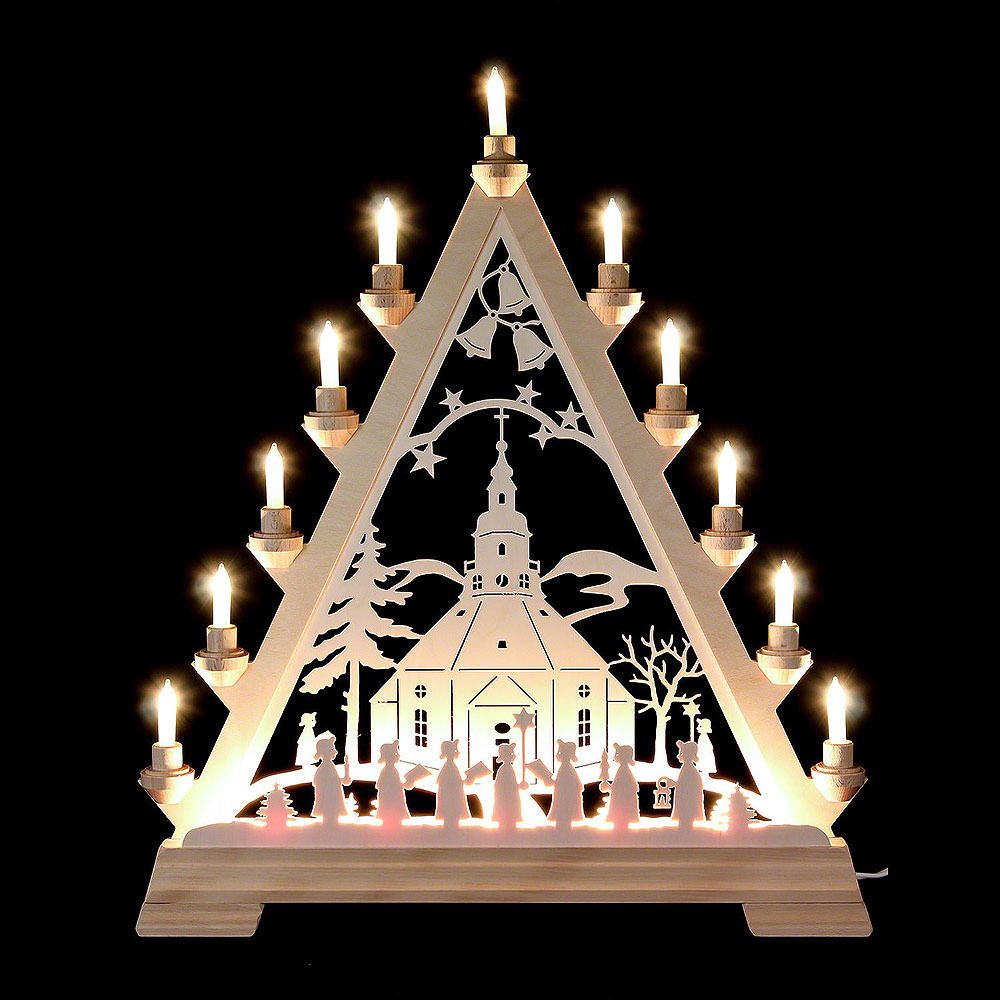 Kunstgewebe Taulin Schwibbogen Lichterspitze Seiffener Kirche (56cm) von Kunstgewerbe Taulin