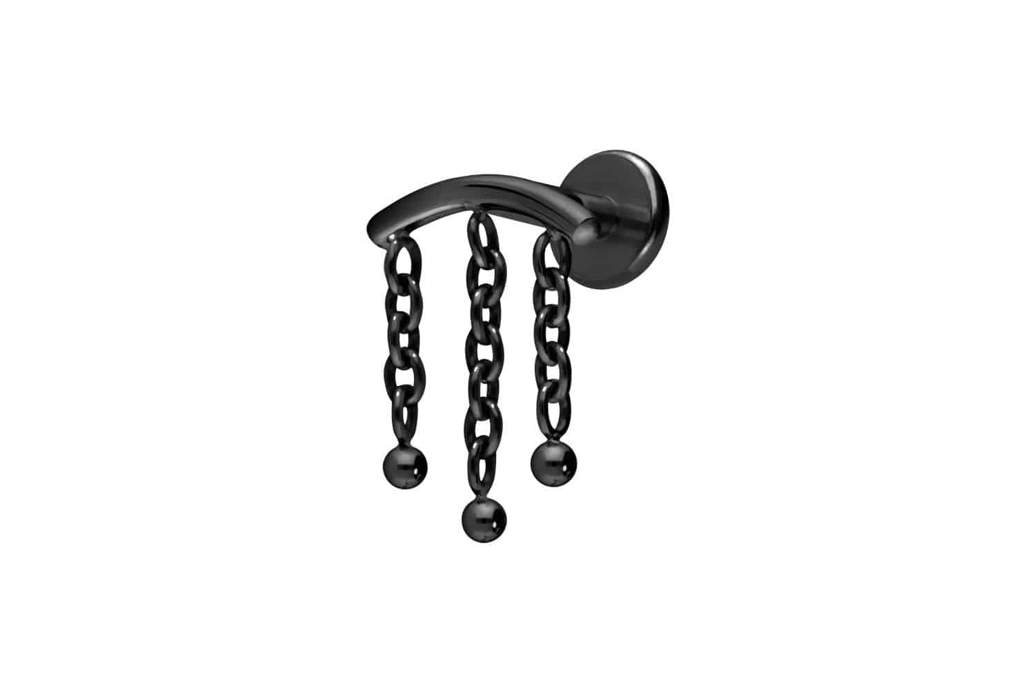 Piercing-Set Titan Labret mit Innengewinde BOGEN + 3 KETTEN