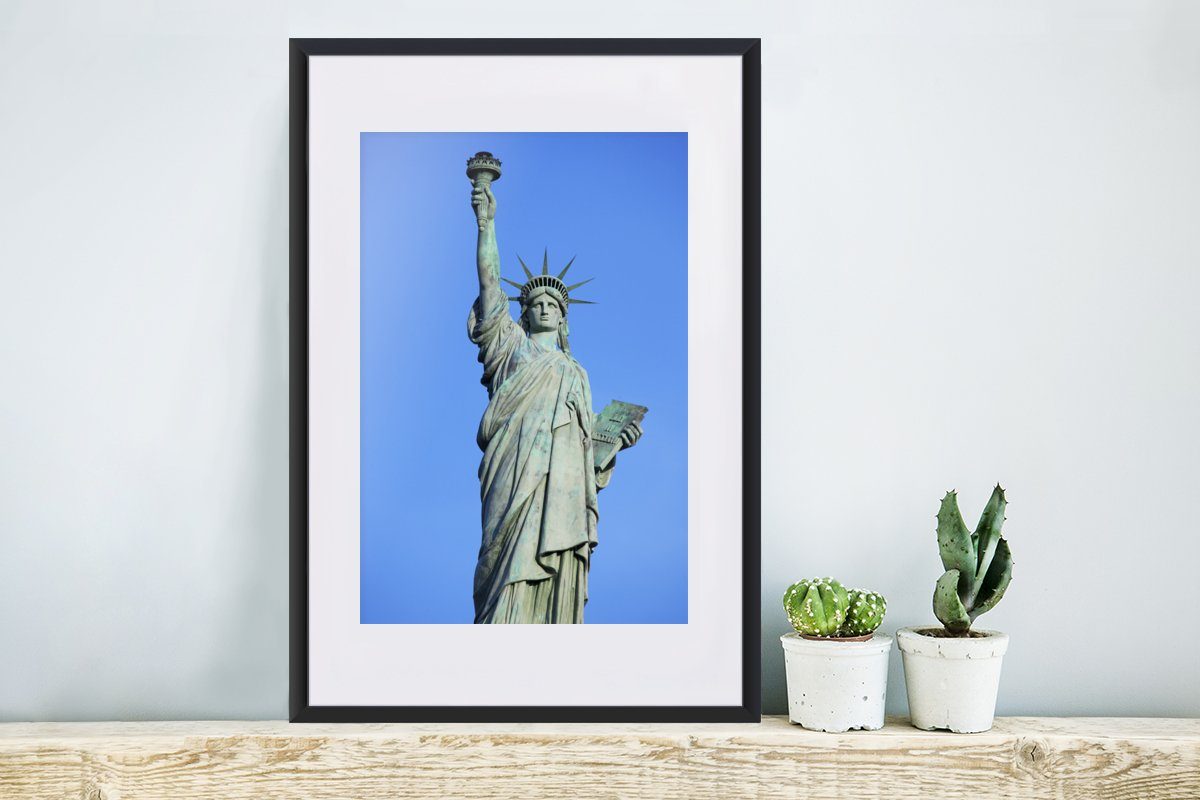 Poster, St), York, Freiheitsstatue New Bilderrahmen Amerika Poster Gerahmtes mit MuchoWow Rahmen, Schwarzem - Kunstdruck, - (1