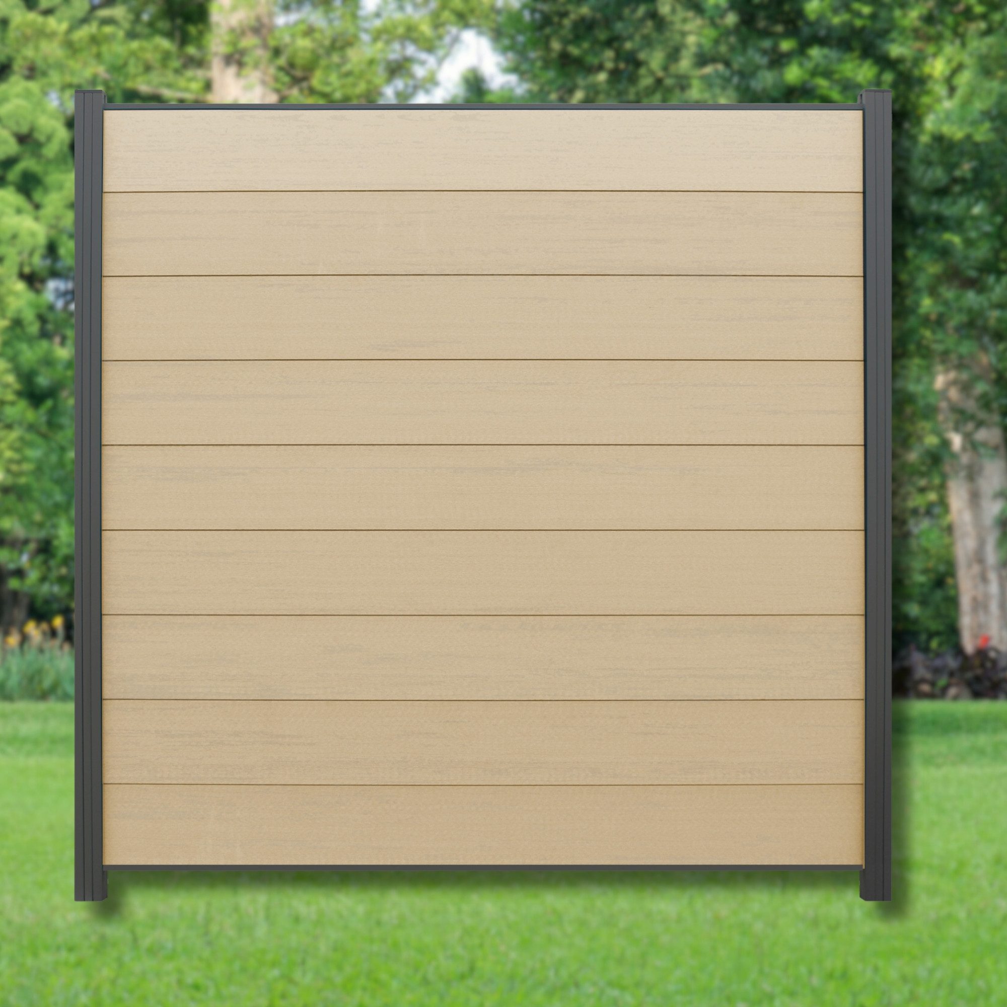 WPC Profi Zaun Komplettset Sichtschutzzaun Pfosten Steckzaun sandbeige 180cm, (K