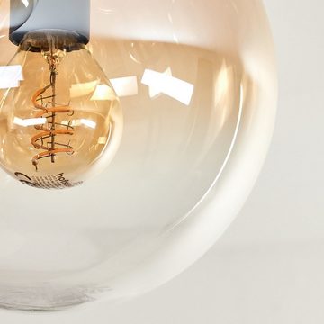 hofstein Deckenleuchte Deckenlampe aus Metall/Glas in Schwarz/Bernsteinfarben/Klar, ohne Leuchtmittel, moderne Leuchte mit Glasschirmen (15 cm), 5 x E14, ohne Leuchtmittel