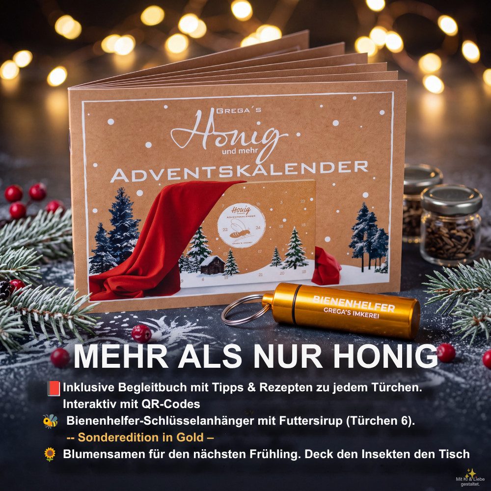Grega´s Imkerei Lebensmittel-Adventskalender Honig 2026 mit 24 unterschiedlichen Türchen (Honig Adventskalender 2026), Feinkost Adventskalender direkt von deuts – Bild 4 von 5