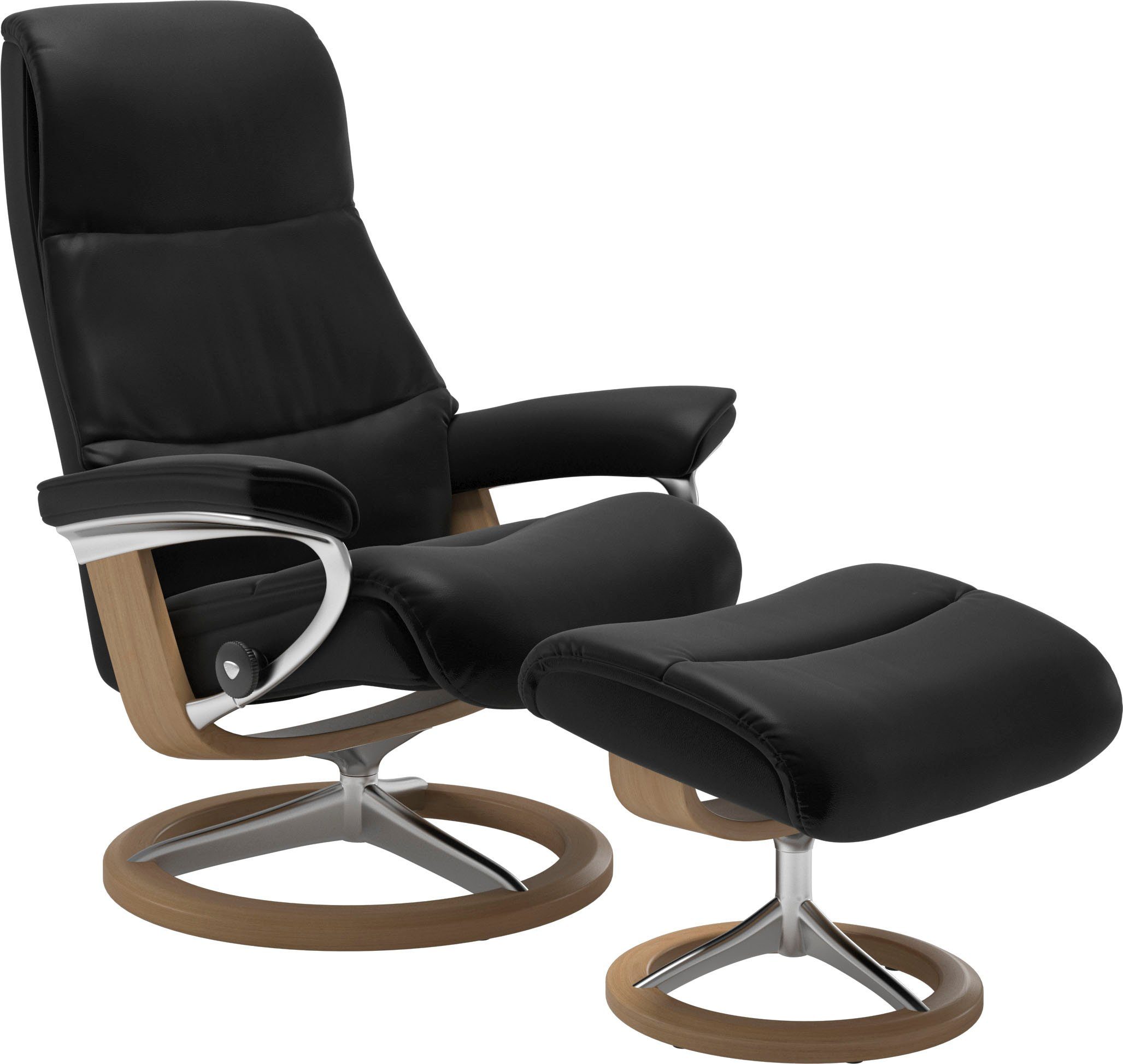 Stressless® Relaxsessel View (Set, Relaxsessel mit Hocker), mit Signature Base, Größe M,Gestell Eiche