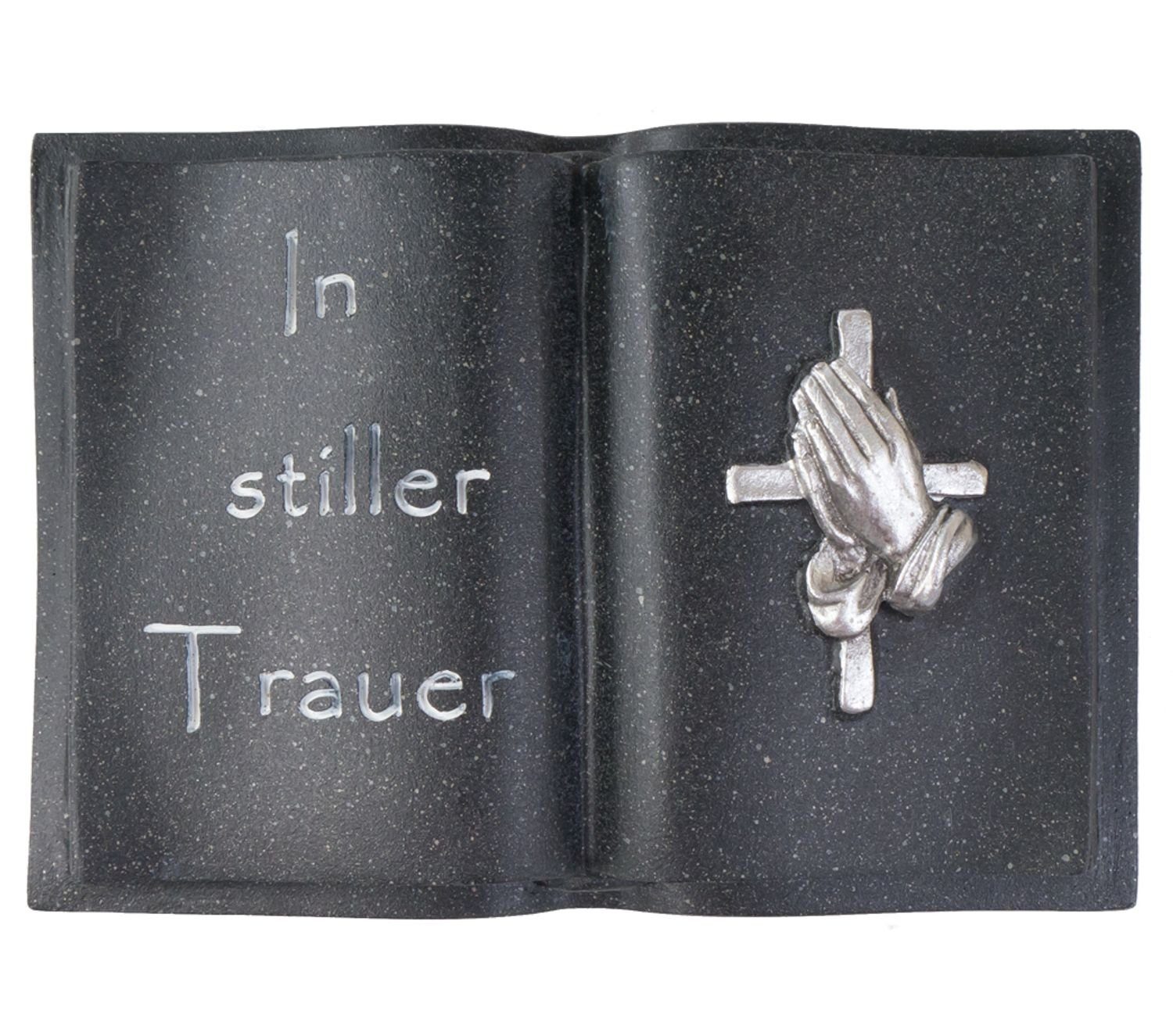 Grabschmuck Trauerstein Dekofigur BURI Grabdek Buch 14,5x10cm Spruchstein Gedenkstein