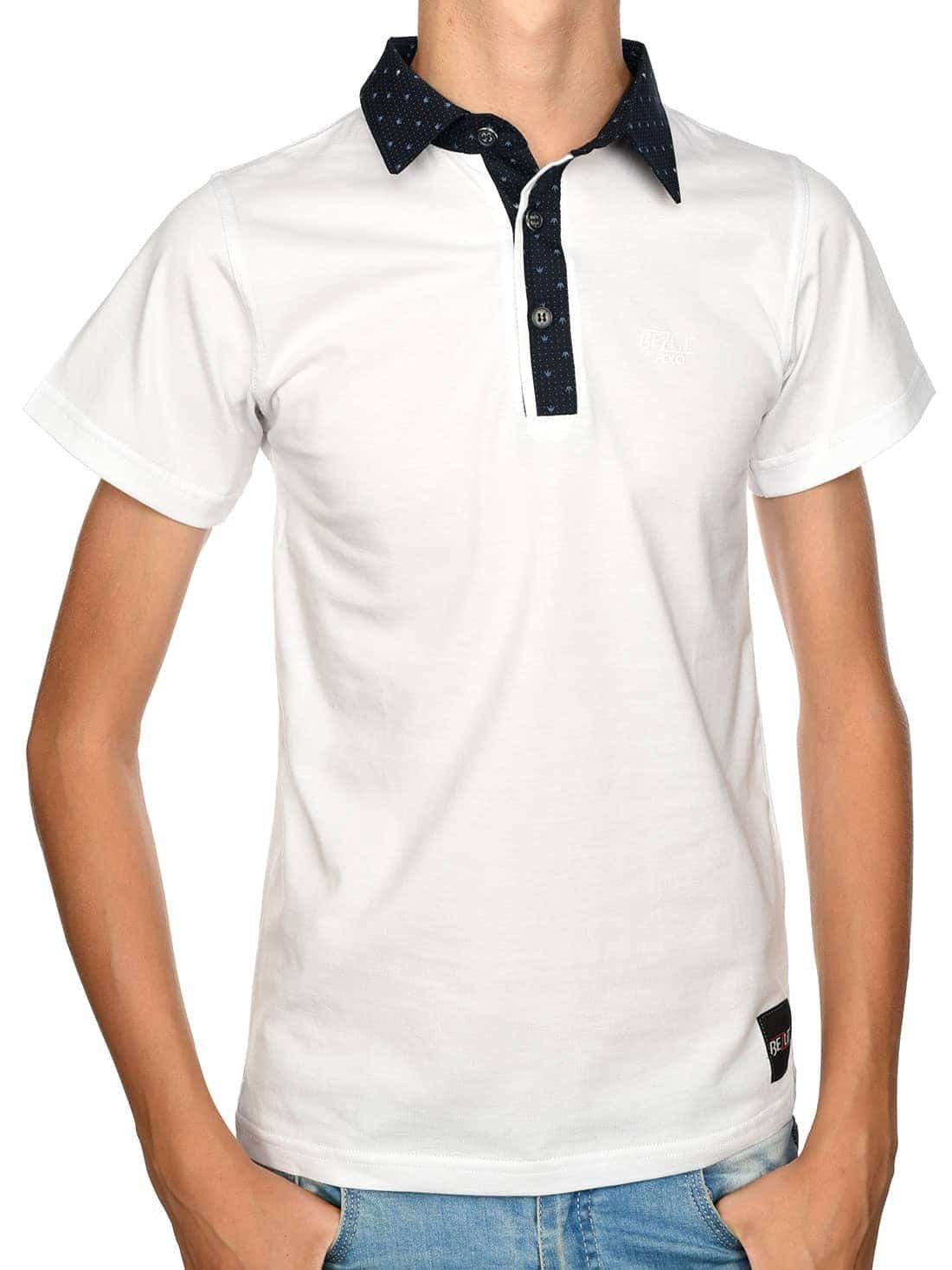 BEZLIT Kurzarmshirt Jungen Polo Shirt mit Kontrastfarben (1-tlg) Casual Weiß