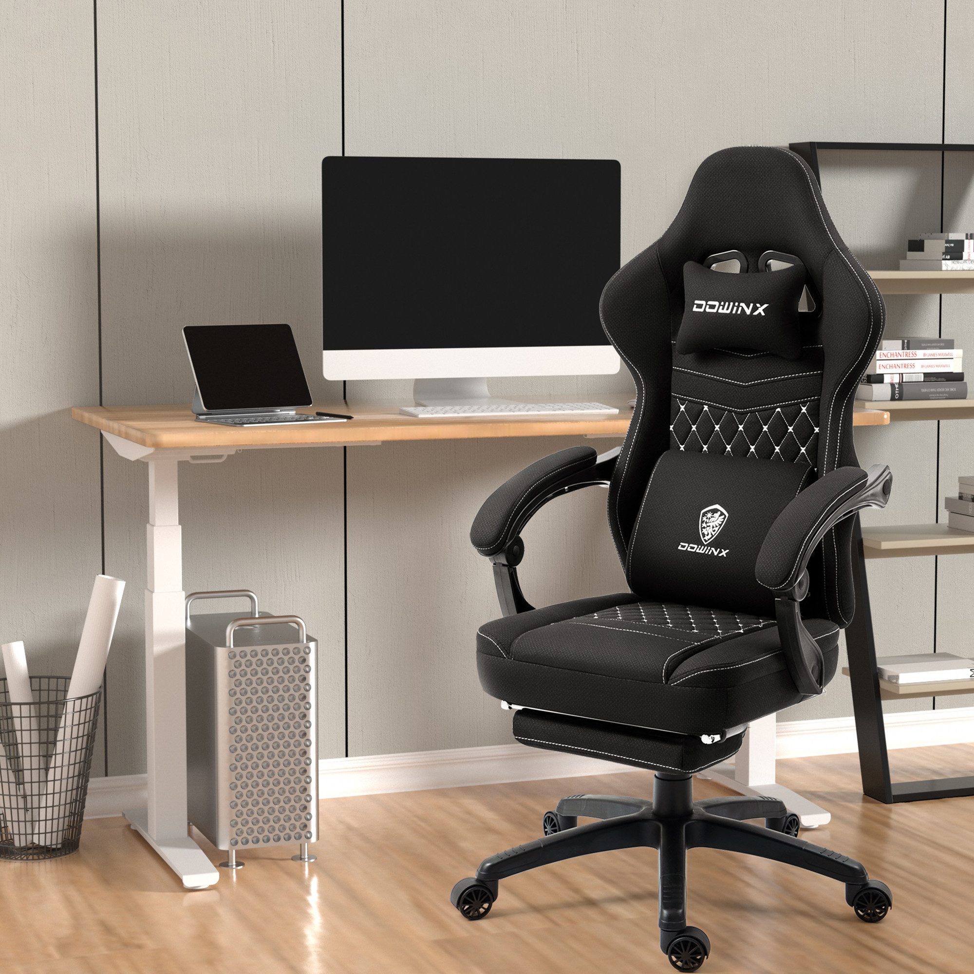 Dowinx Gaming-Stuhl Stoff-Massage-Gaming-Stuhl mit Fußstütze, ergonomisches günstig online kaufen