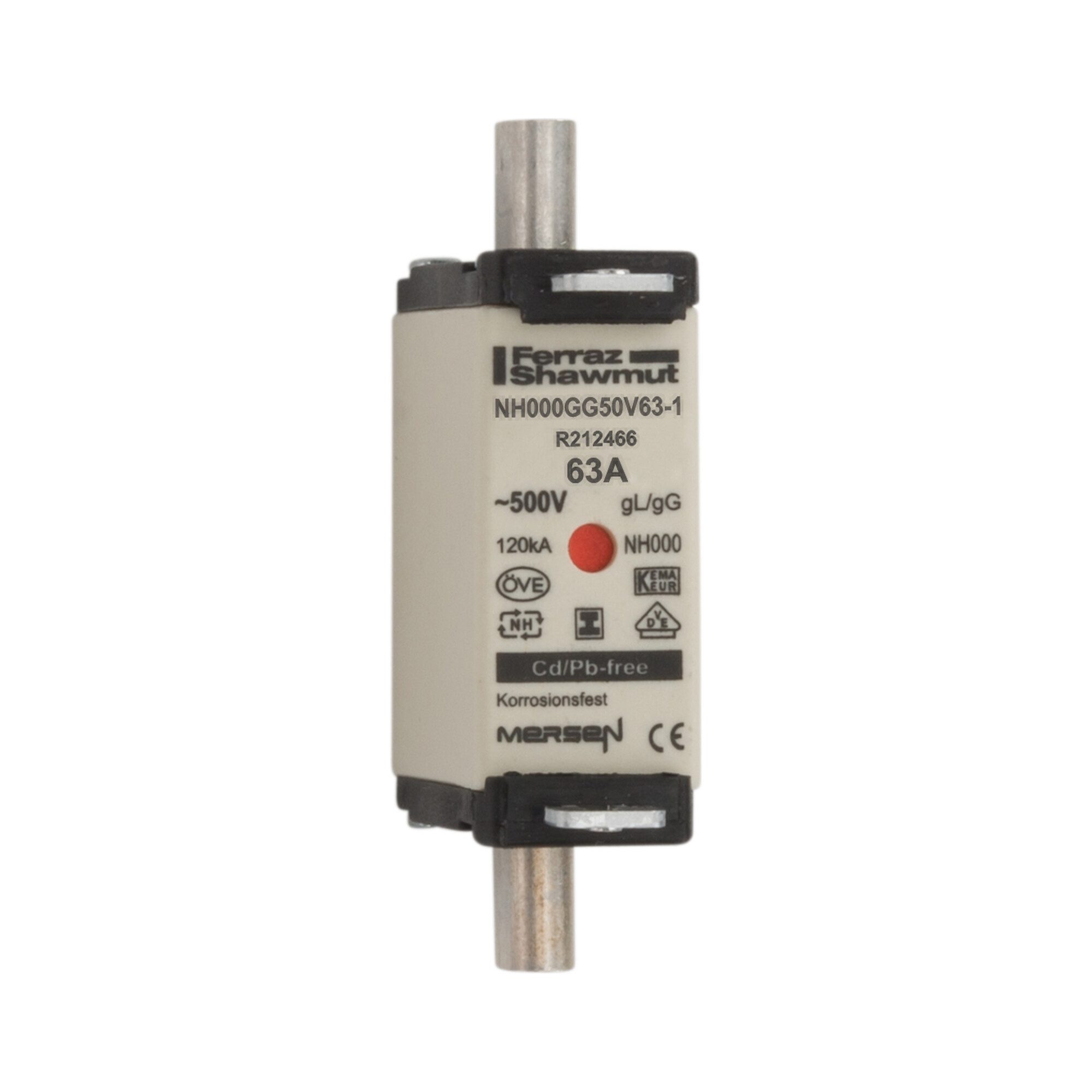 MERSEN Sicherungshalter Mersen NH-Sicherungseinsatz SG Gr.000 gG 63A/500VKM NH000GG50V63-1