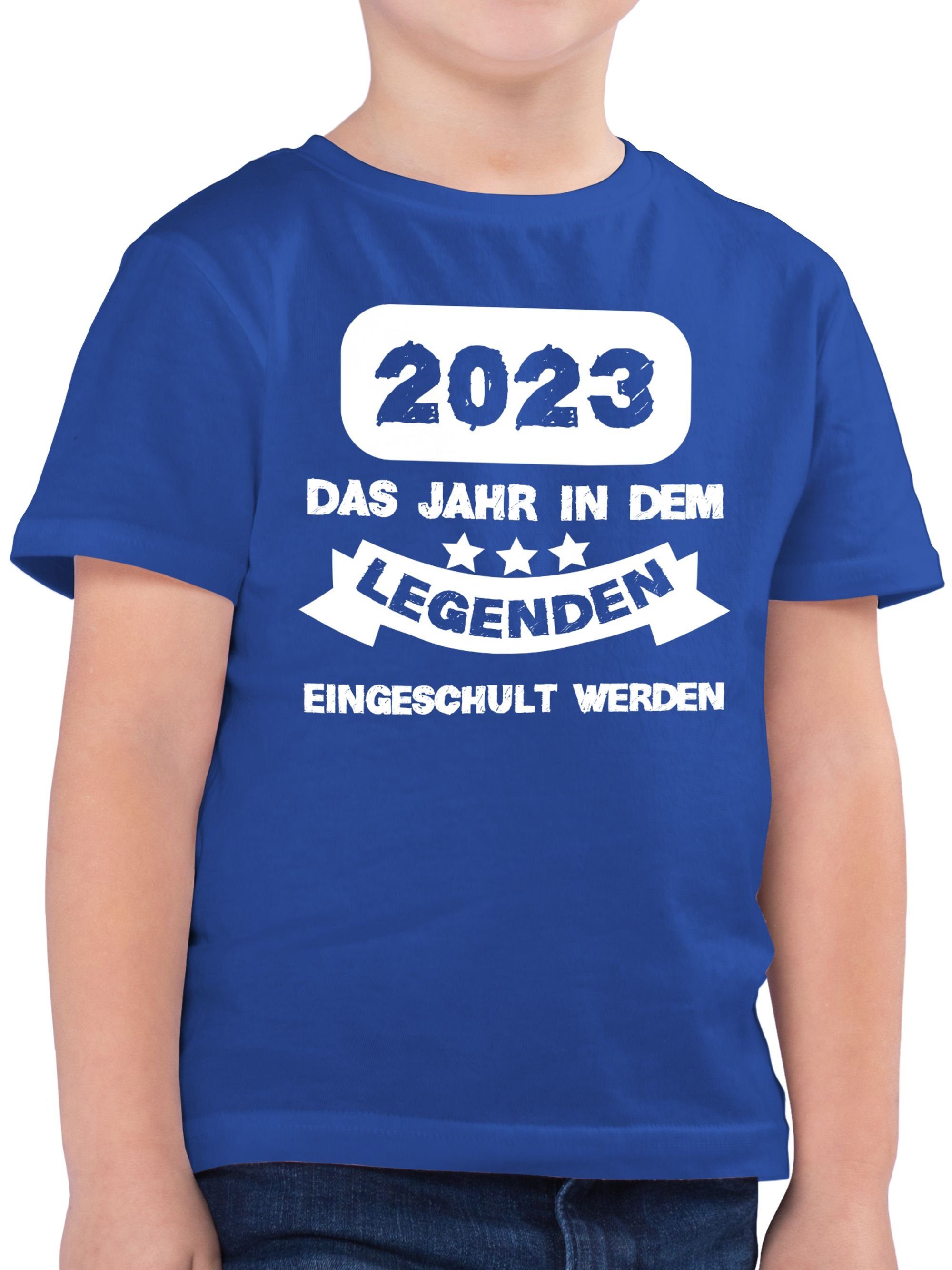Shirtracer T-Shirt 2023 Das Jahr in dem Legenden eingeschult werden weiß Einschulung Junge Schulanfang Geschenke 02 Royalblau