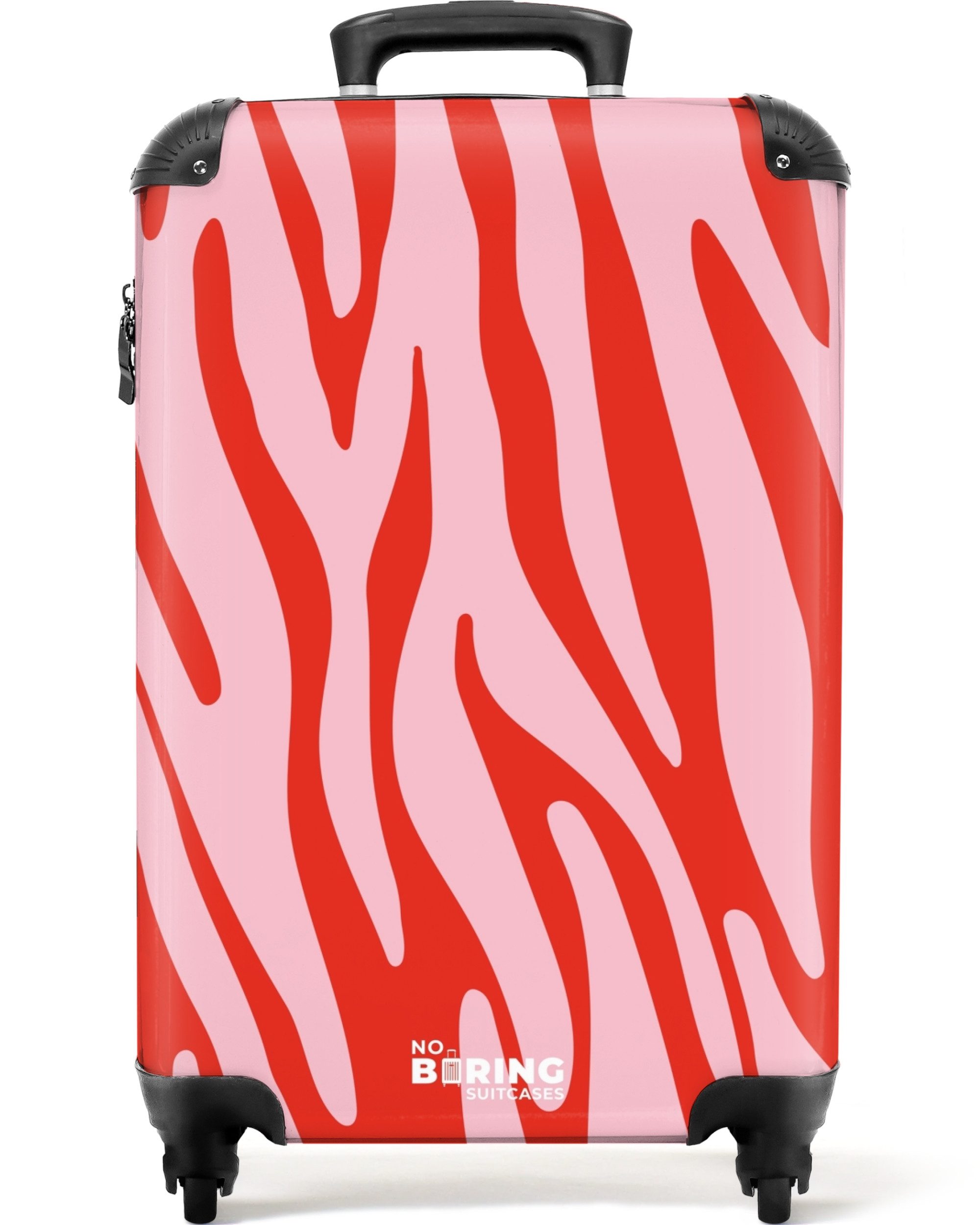 NoBoringSuitcases.com© Hartschalen-Trolley Rot mit rosa Zebramuster günstig online kaufen