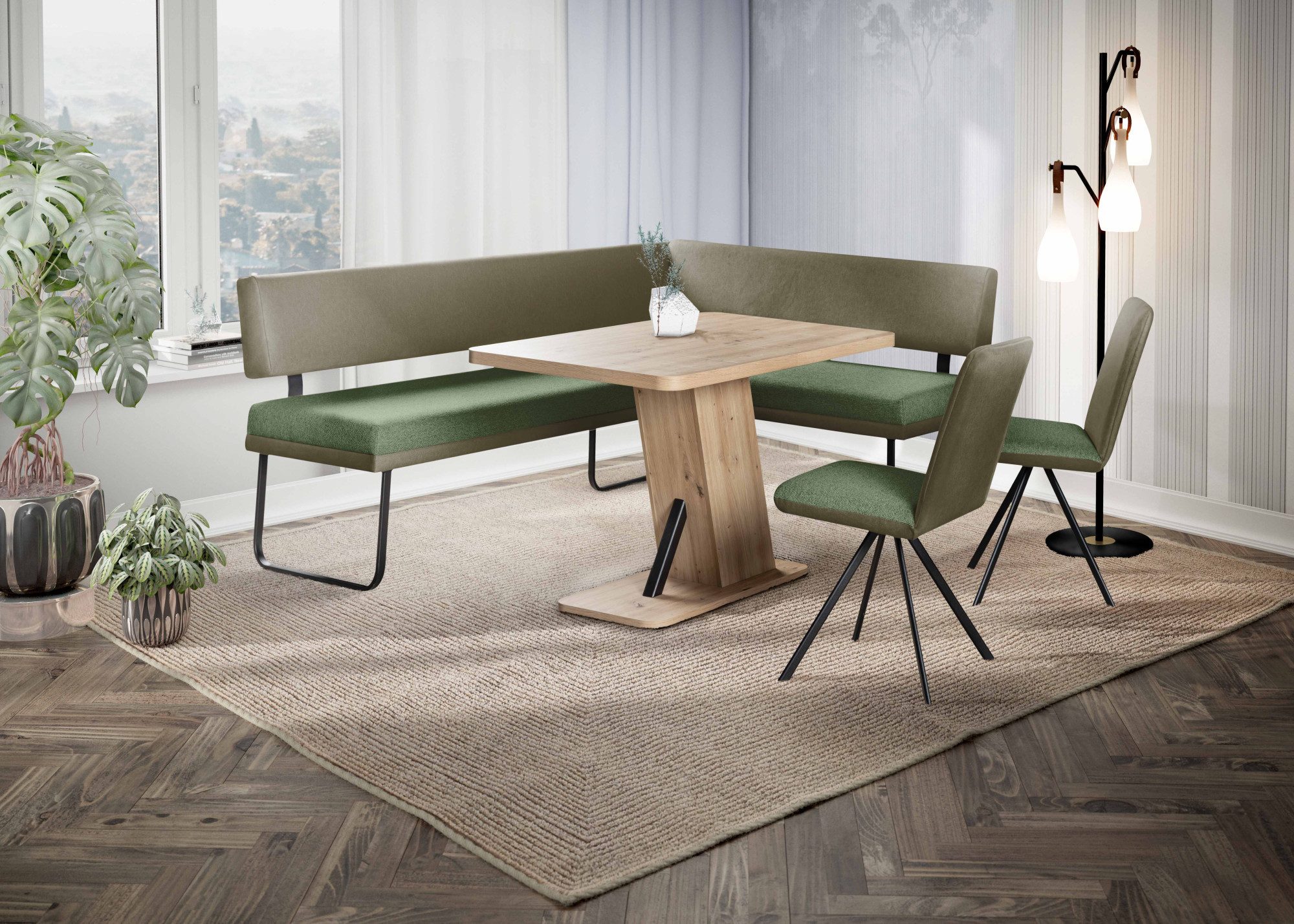 OTTO home Eckbank Gabi Esszimmerbank, Bank, Küchenbank, Polsterbank, Gestell aus matt-schwarzem Flachmetall, stabil, 2-Stoff-Design