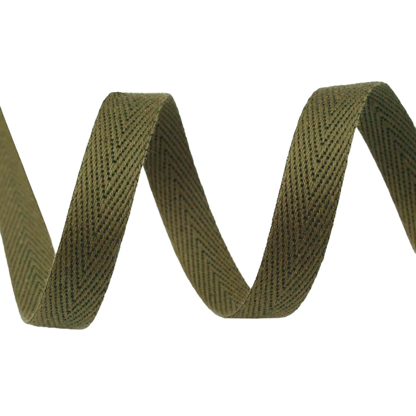 maDDma Stoff 1m Köperband 10mm Farbwahl Einfass- Nahtband Gurtband Baumwollband, olivgrün
