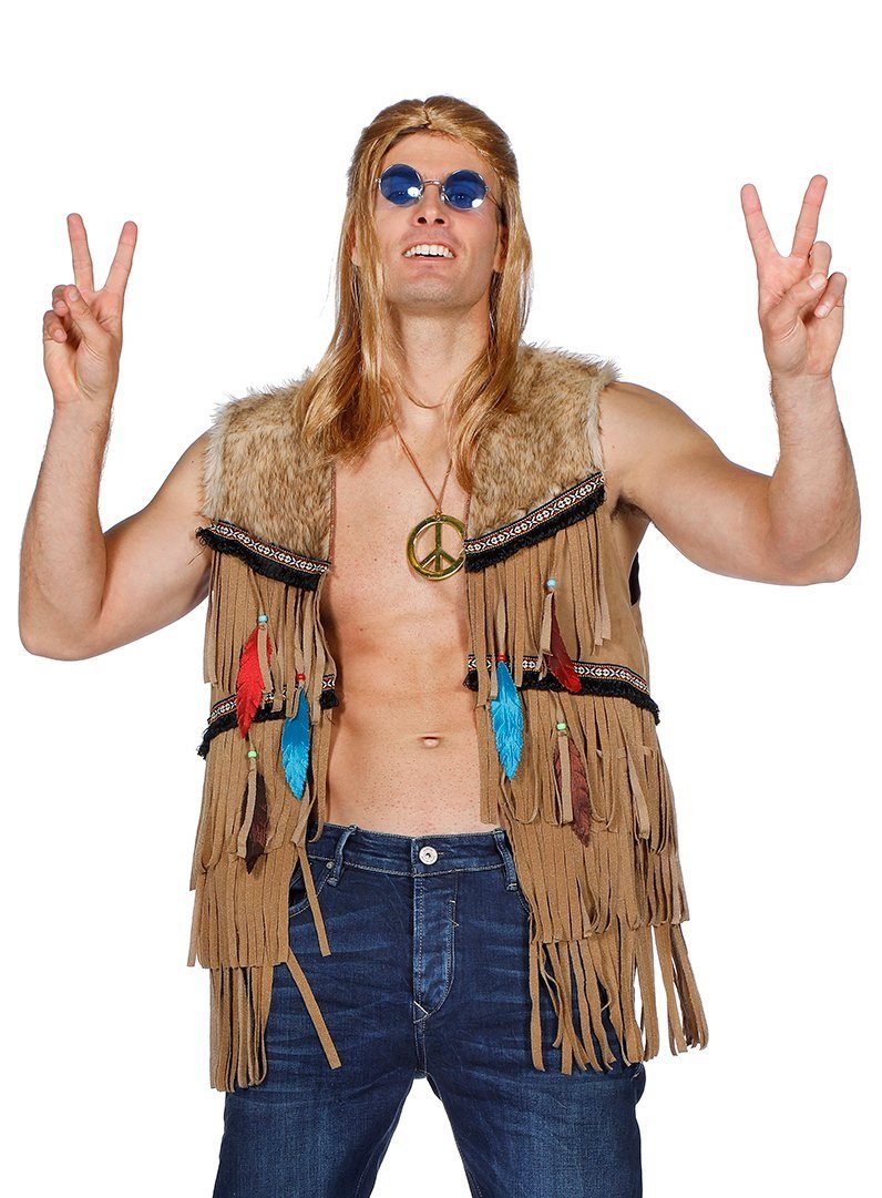 Metamorph Hippie-Kostüm Hippieweste mit Fransen, Die beste Weste für Woodst günstig online kaufen