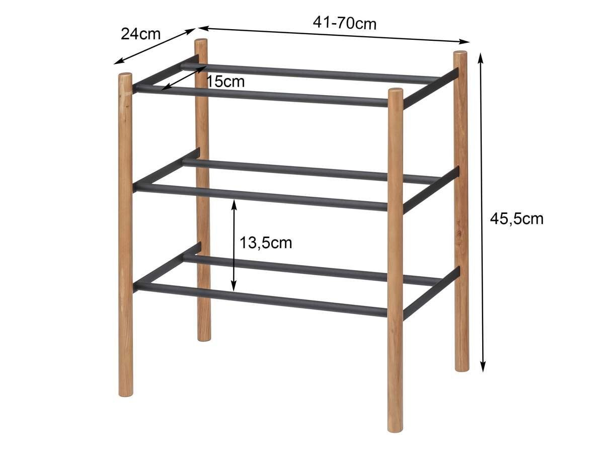 bis Plain, schwarz Yamazaki ausziehbar, Schuhregal Ablagen, freistehend 3 | für 12 minimalistisch, Paar, schwarz