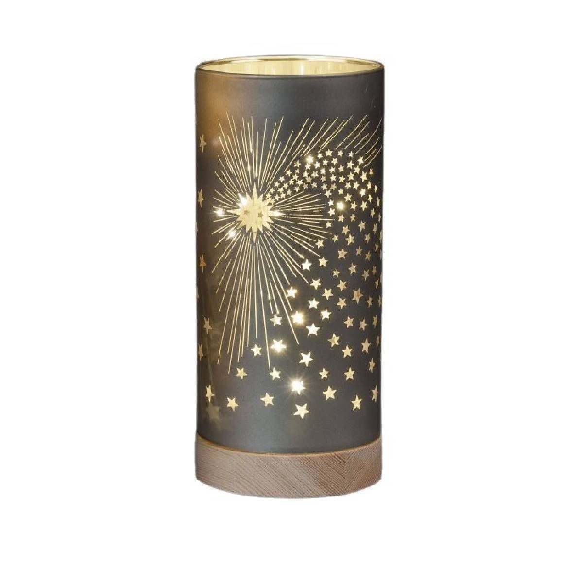 formano LED Dekolicht aus Glas mit Holzsockel Graphitfarben, LED fest integriert