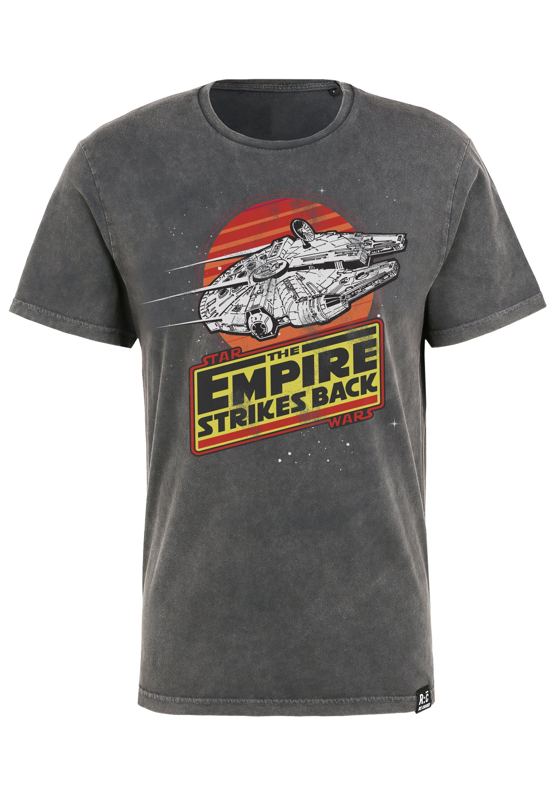Strikes Black Wars zertifizierte GOTS Bio-Baumwolle Star Falcon Millenium Washed Back Empire Recovered T-Shirt