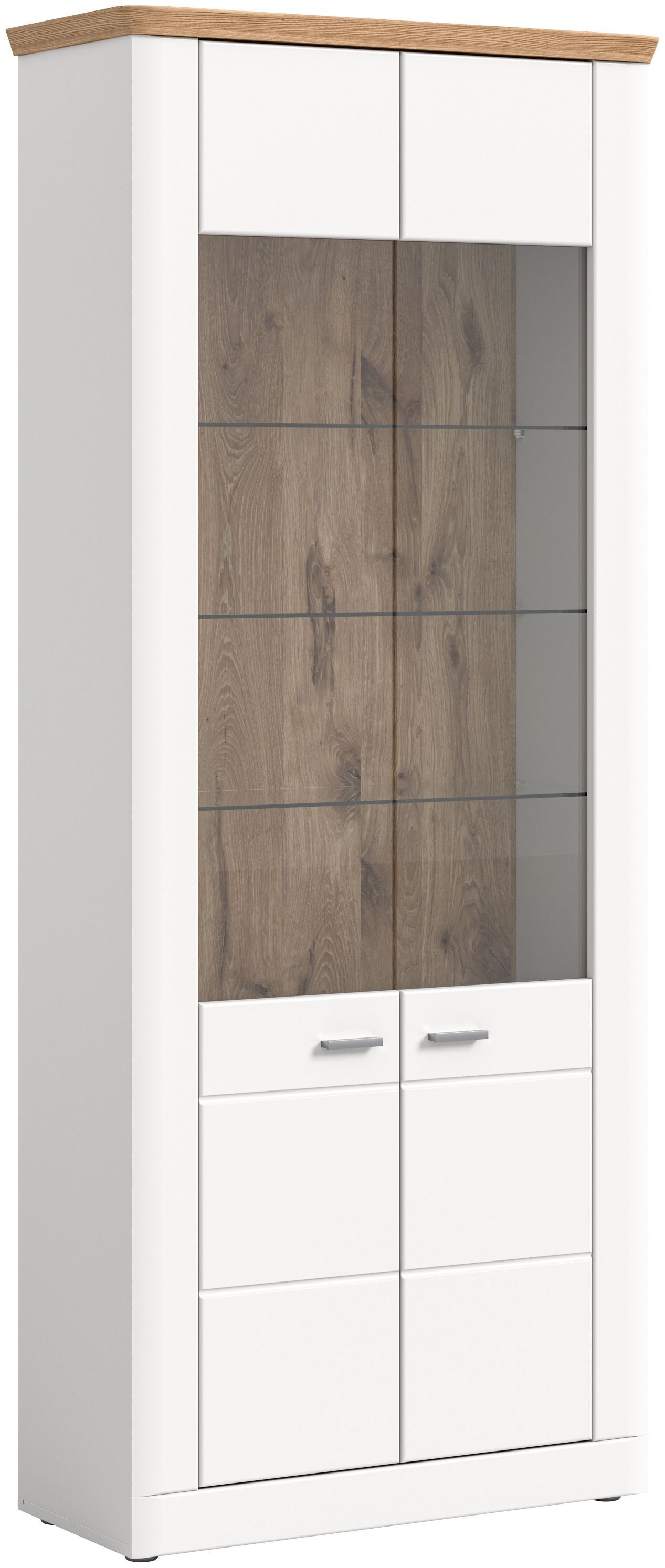 xonox.home Standvitrine in weiß matt B/H/T: 85 x 205 x 37 cm