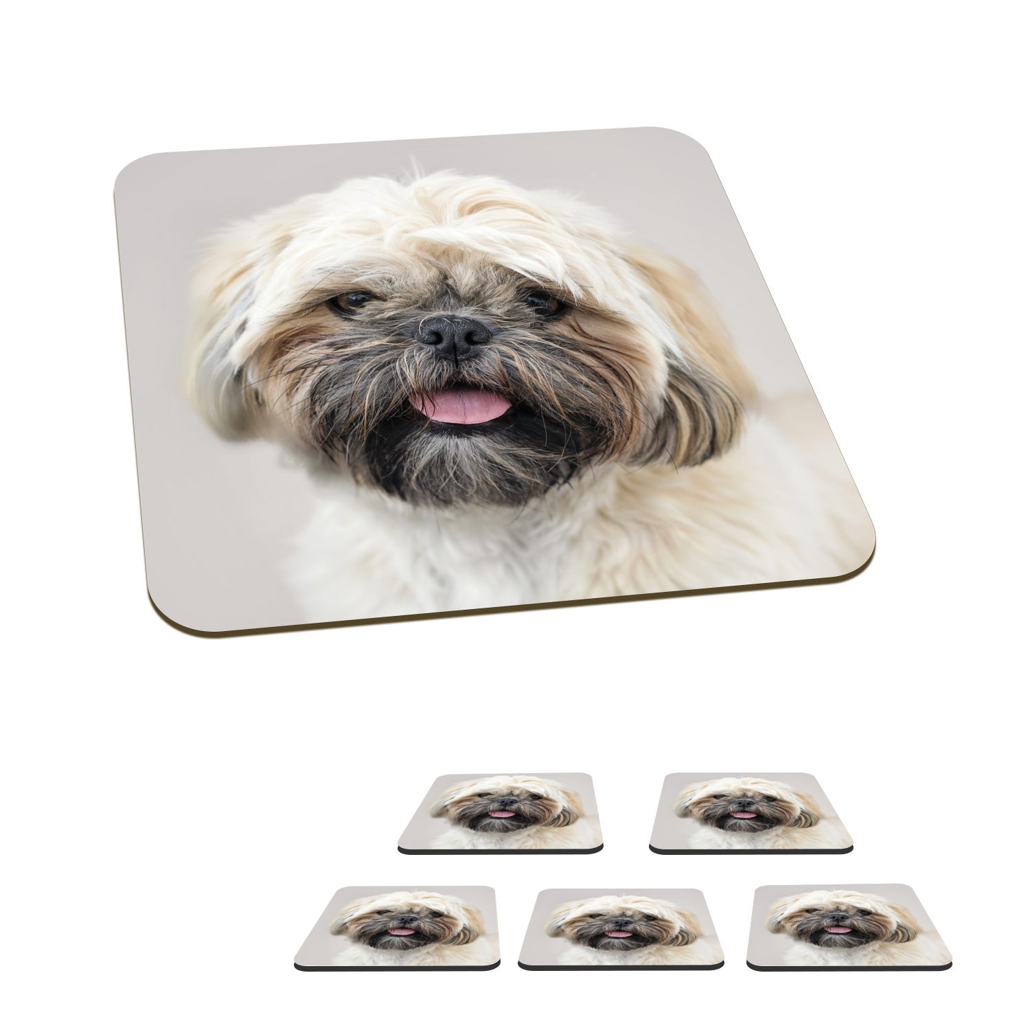 Tischuntersetzer, Zubehör für Gläser, eines Untersetzer, Shih Portrait MuchoWow Korkuntersetzer, Tzu Glasuntersetzer Glasuntersetzer, Hundes, Nahaufnahme 6-tlg., Tasse