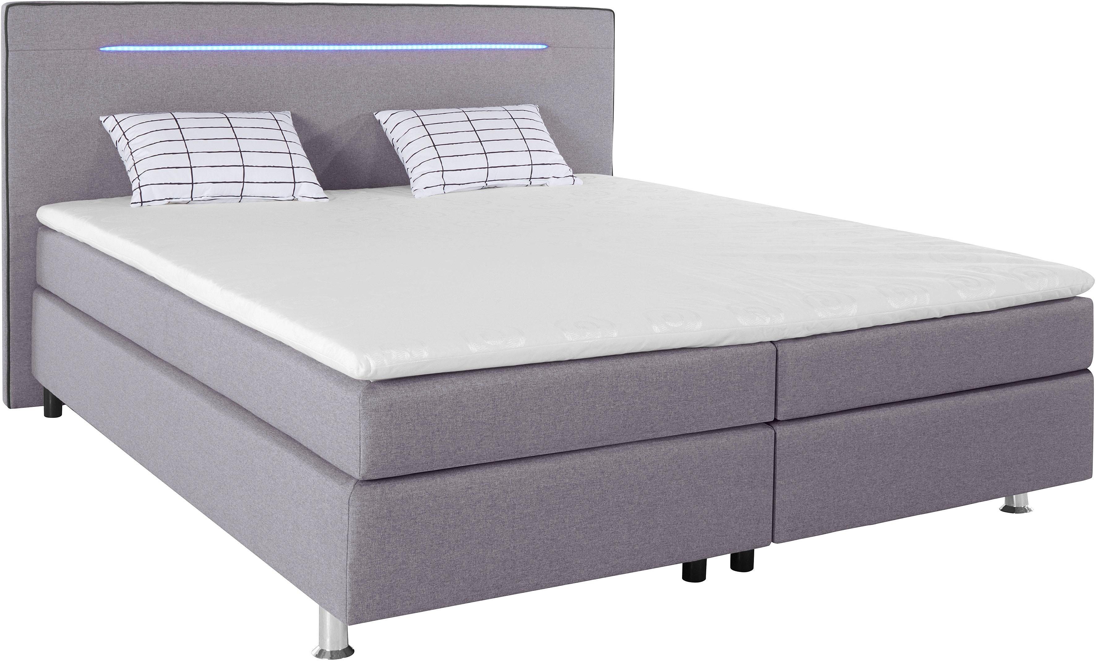 COLLECTION AB Boxspringbett LONDON inkl. Bonnell-Federkernmatratze H2, mit Topper, Kissen & LED, 90/140/180 cm x 200 cm