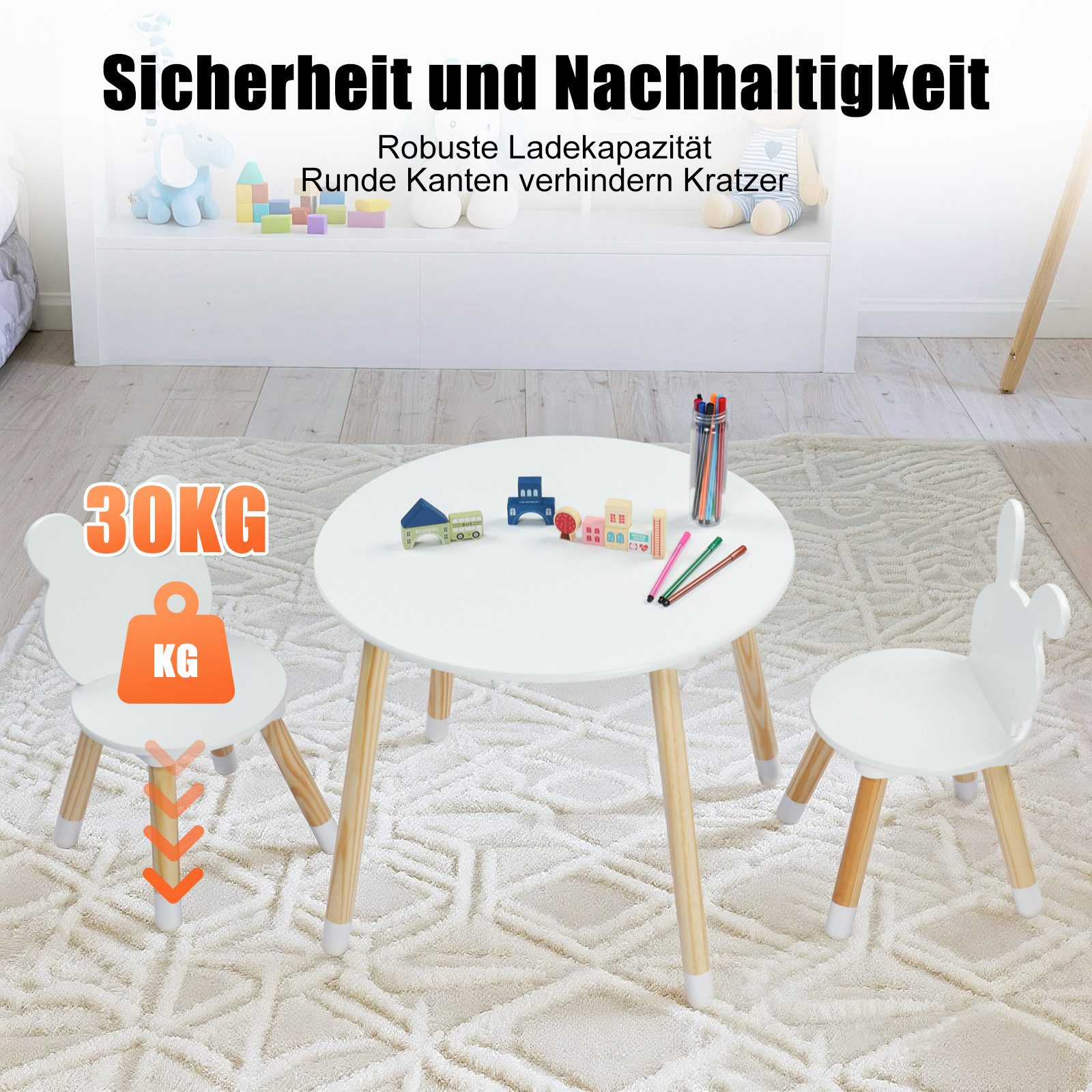 LEADZM Kindertisch Kindertisch mit 2 Stühlen, Kindersitzgruppe