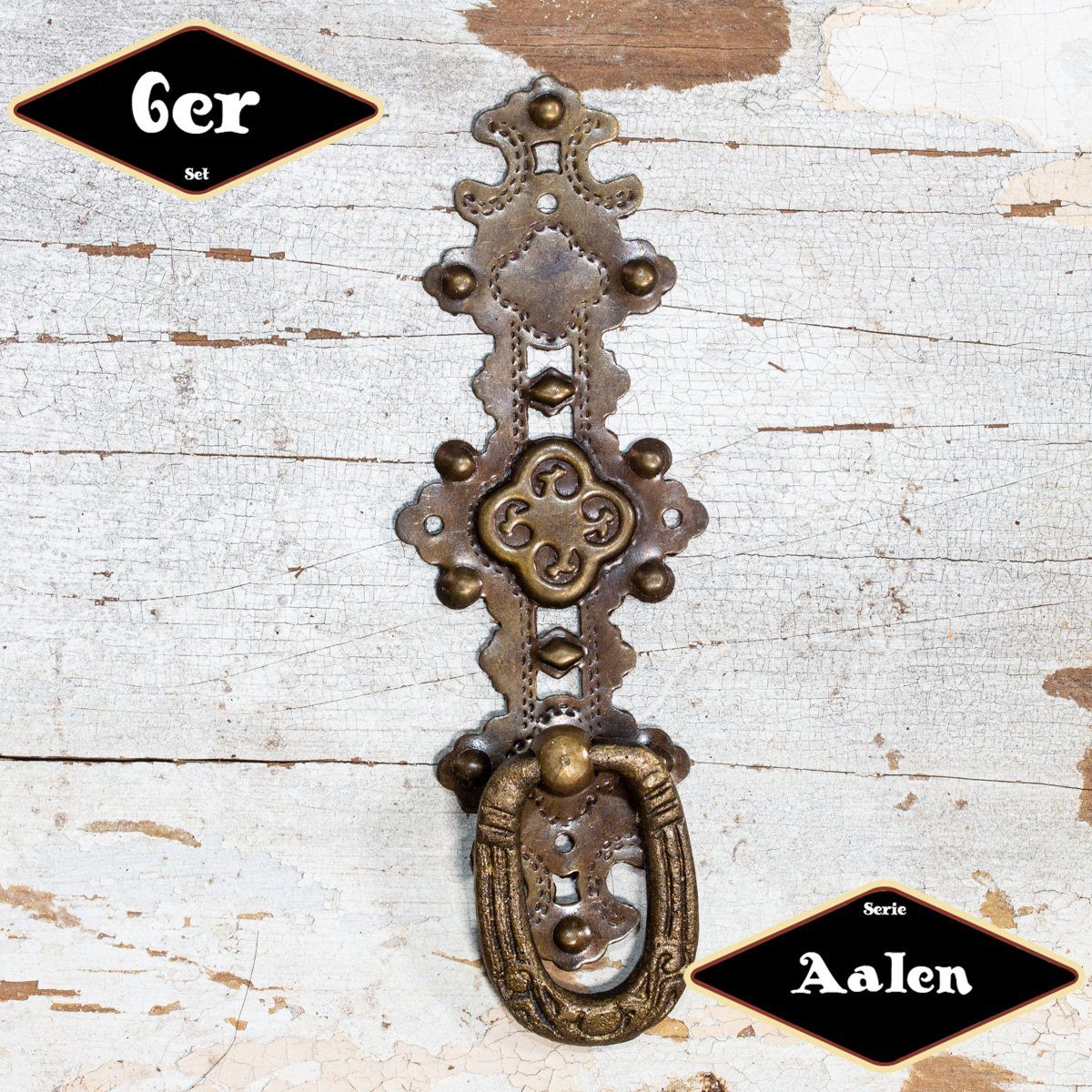 Möbelbeschlag Schubladengriff,Serie"Aalen",6er Pack, Eisen in Messing