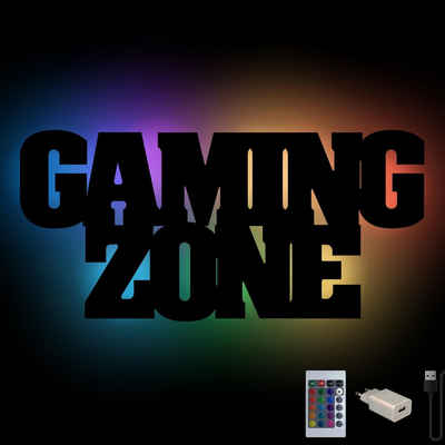 Namofactur LED Dekolicht »Gaming Zone - Gamer Licht Wanddeko mit RGB Farbwechsel«, Wanddekoobjekt USB Wohnzimmer Leuchte mit Fernbedienung