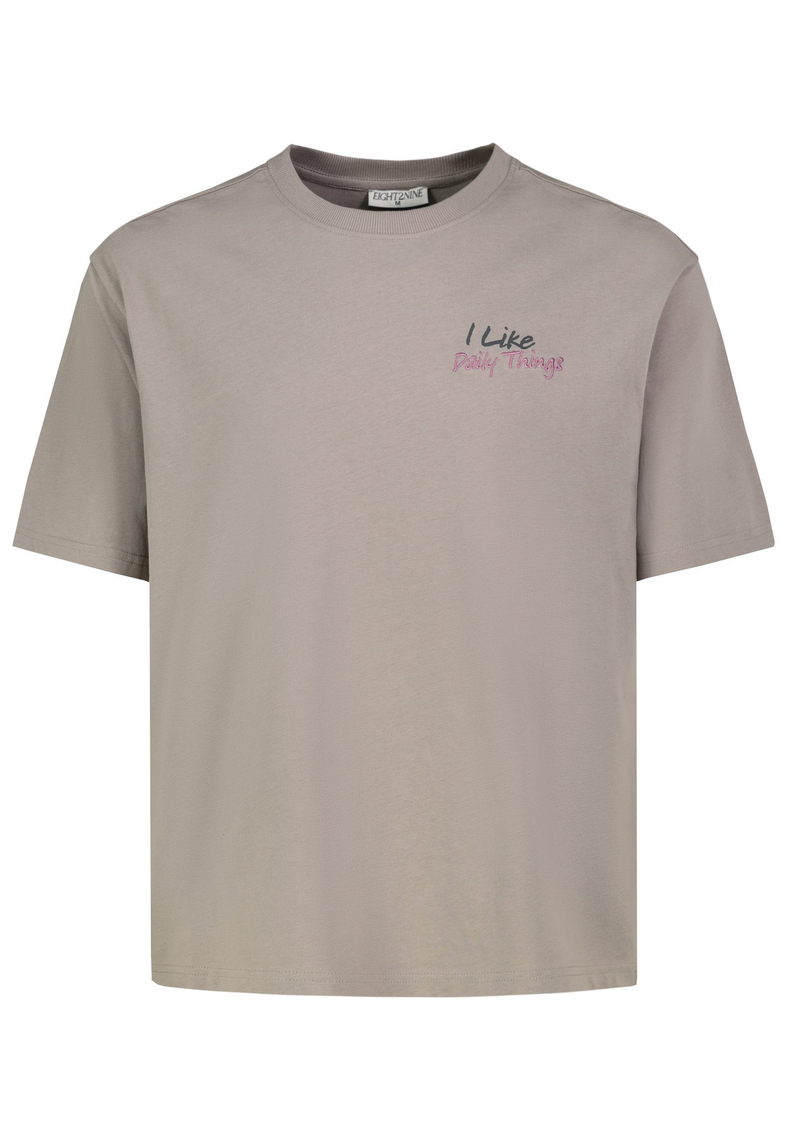 Eight2Nine T-Shirt Herren Baumwollshirt mit Print Oversized Fit, Druck und Stickerei hinten