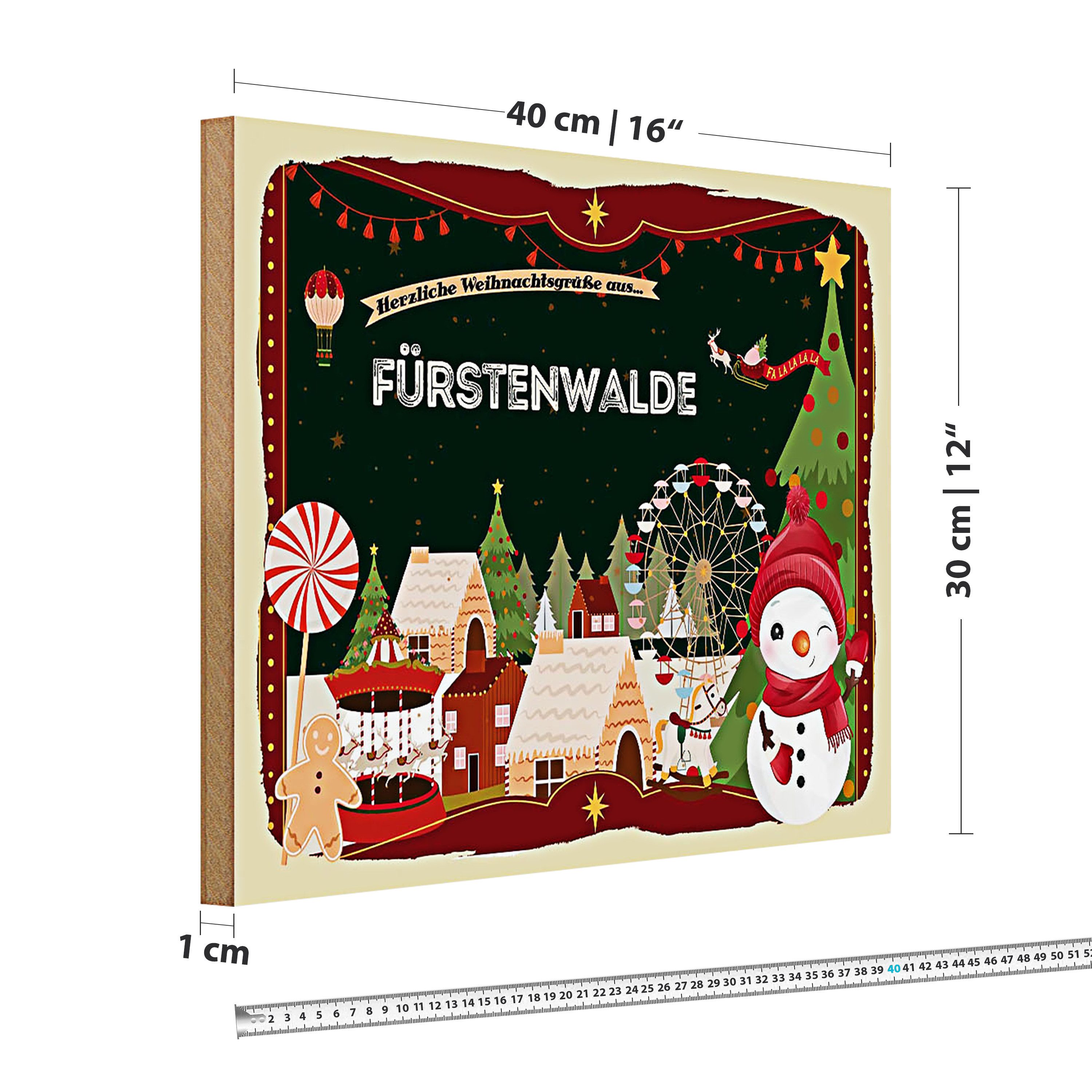 Roomando Holzbild Weihnachten Grüße FÜRSTENWALDE 40x30cm