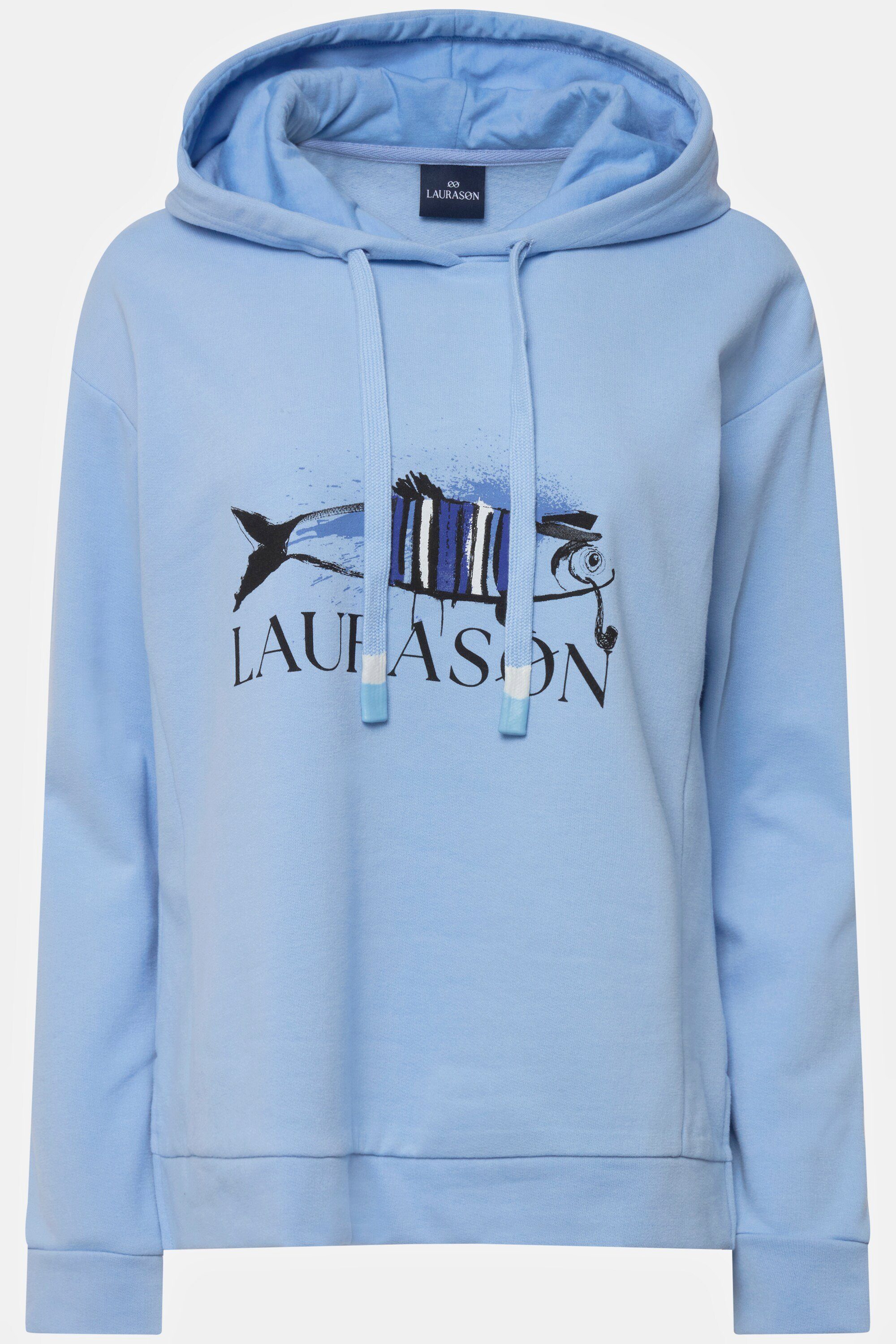 Laurasøn Sweatshirt Hoodie Fisch Motiv Langarm Kapuze eisblau