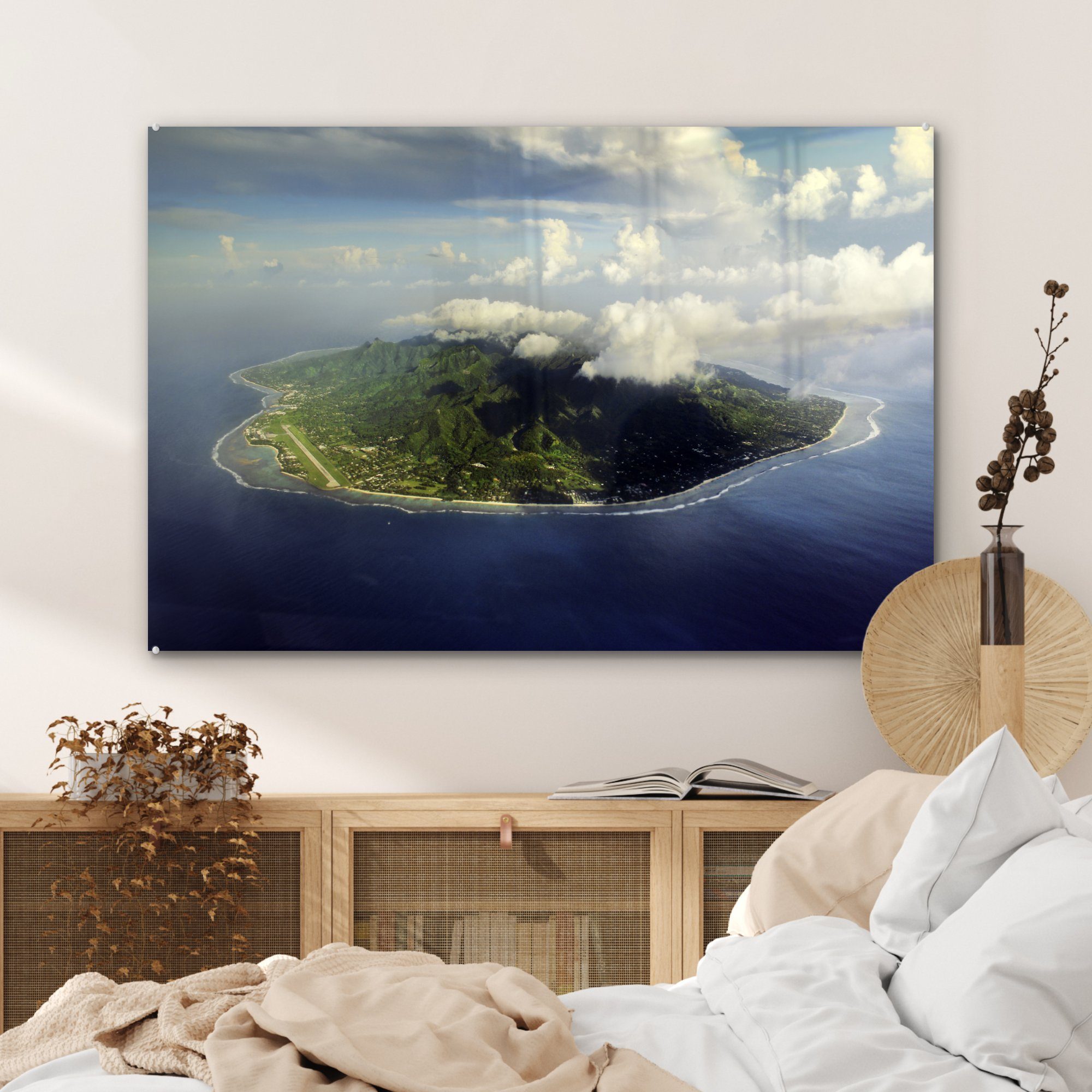 MuchoWow Acrylglasbild & Schlafzimmer Vogelperspektive, der aus Acrylglasbilder Insel St), Wohnzimmer Rarotonga Die (1