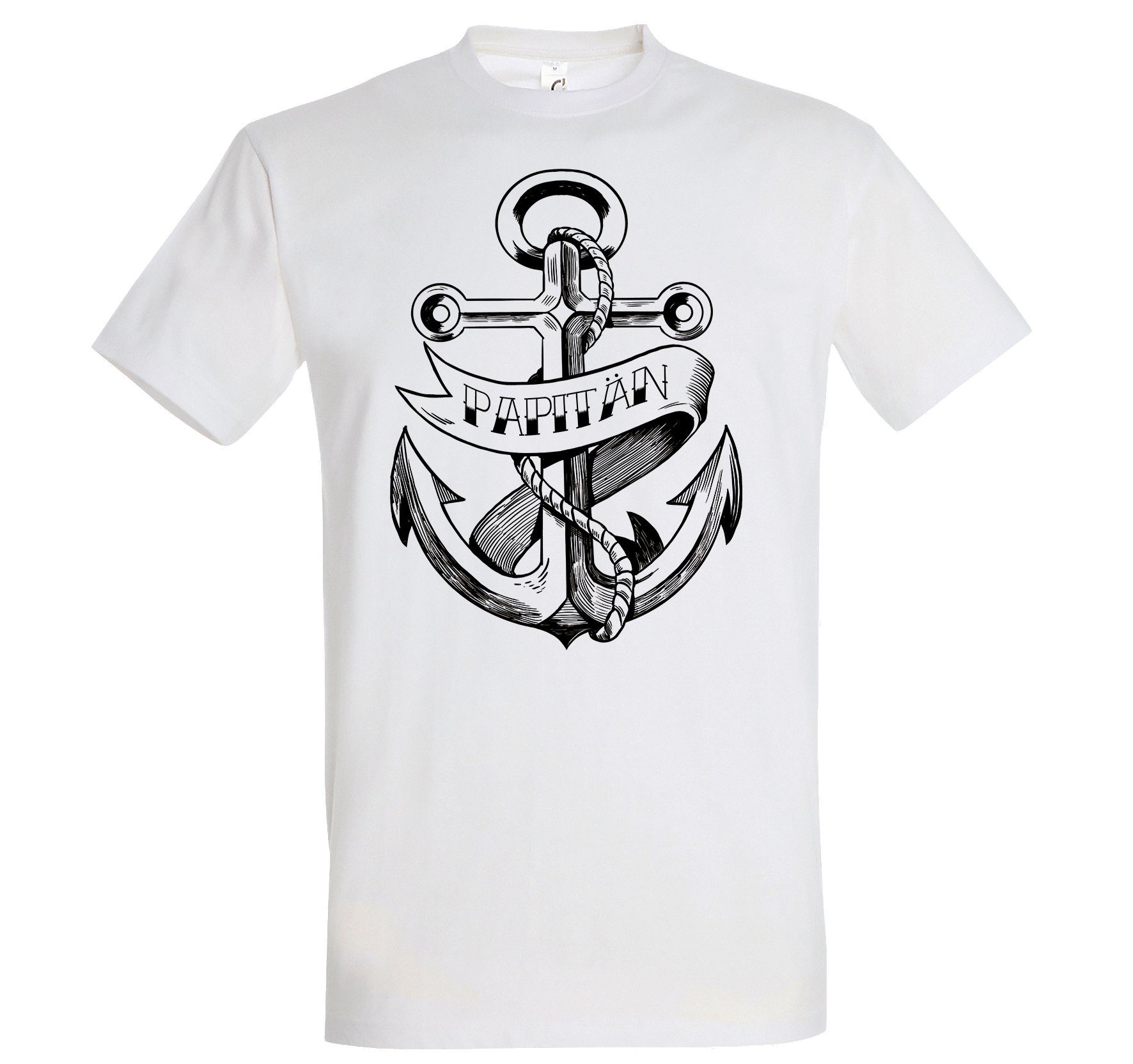 Herren Kapitän lustigem mit Papitän Designz Youth Weiß Frontprint T-Shirt Shirt