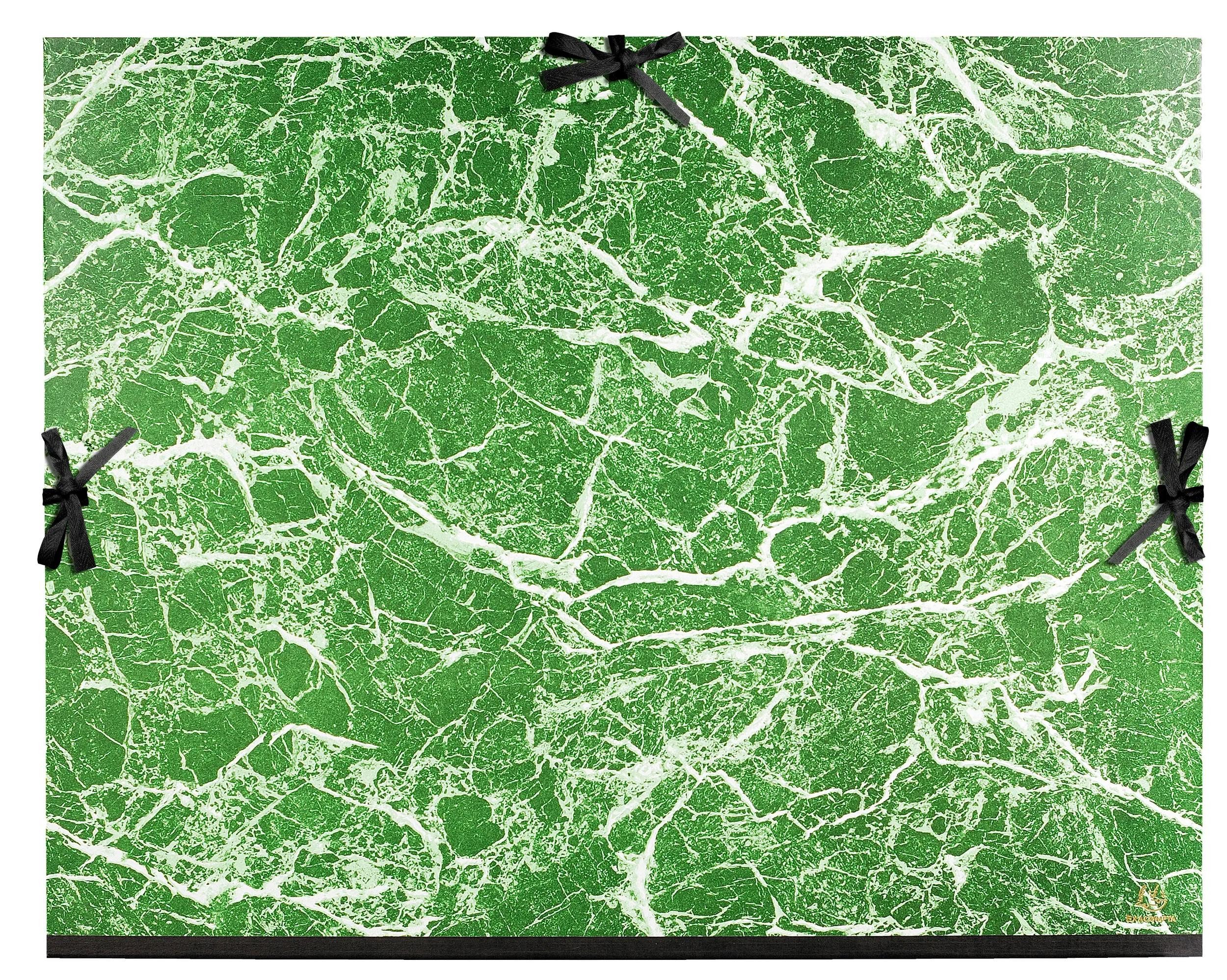 Schreibmappe 5x Zeichenmappe + Gummizug B2 marmoriert lackiert 61x76cm Grün 660E