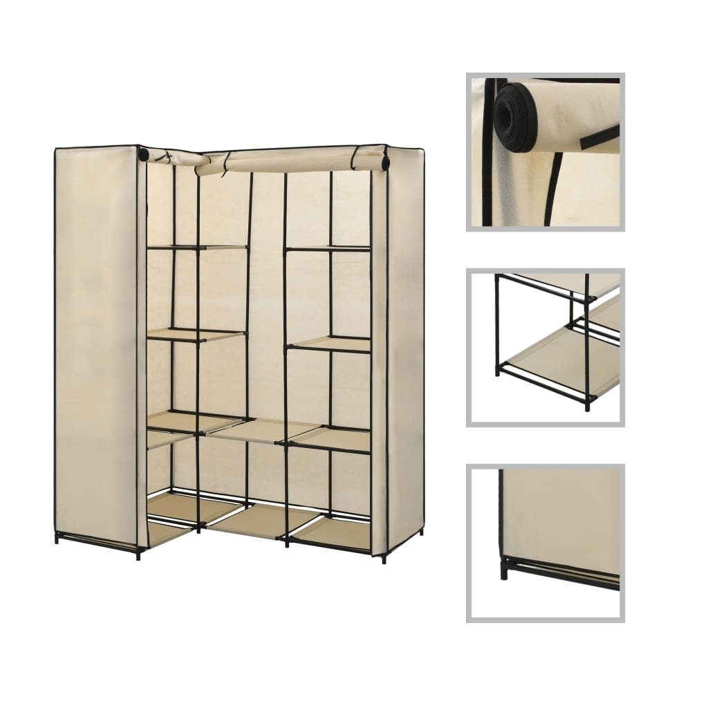 vidaXL Stoffschrank Eckkleiderschrank Creme 130 x 87 x 169 cm (1-St)