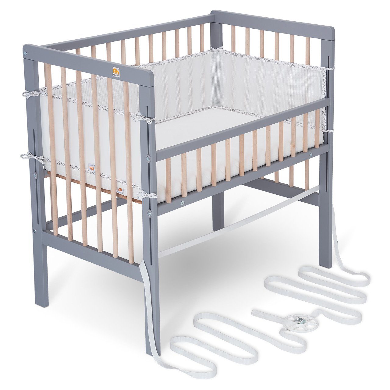 FabiMax Beistellbett Boxspring Fix Grau / günstig online kaufen