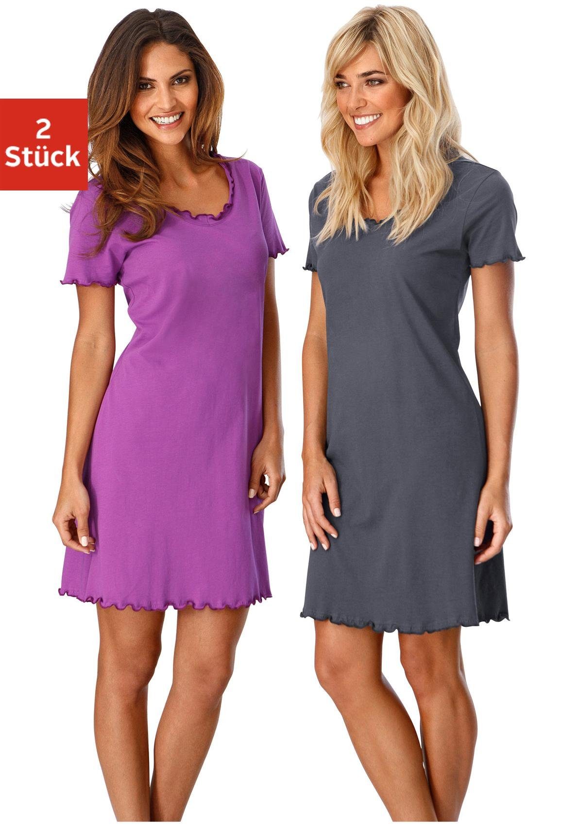 Vivance Dreams Nachthemd (2er-Pack) mit Kräuselrändern günstig online kaufen