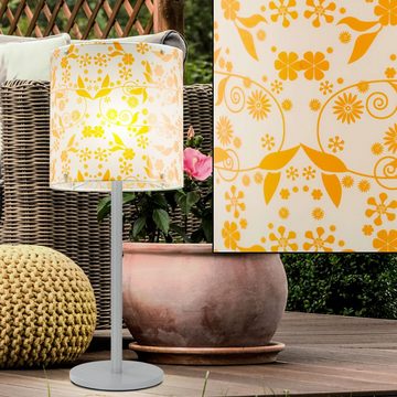 etc-shop Außen-Tischleuchte, Leuchtmittel nicht inklusive, Elegante Tisch Lampe Blumen Muster Beistell Leuchte Beleuchtung