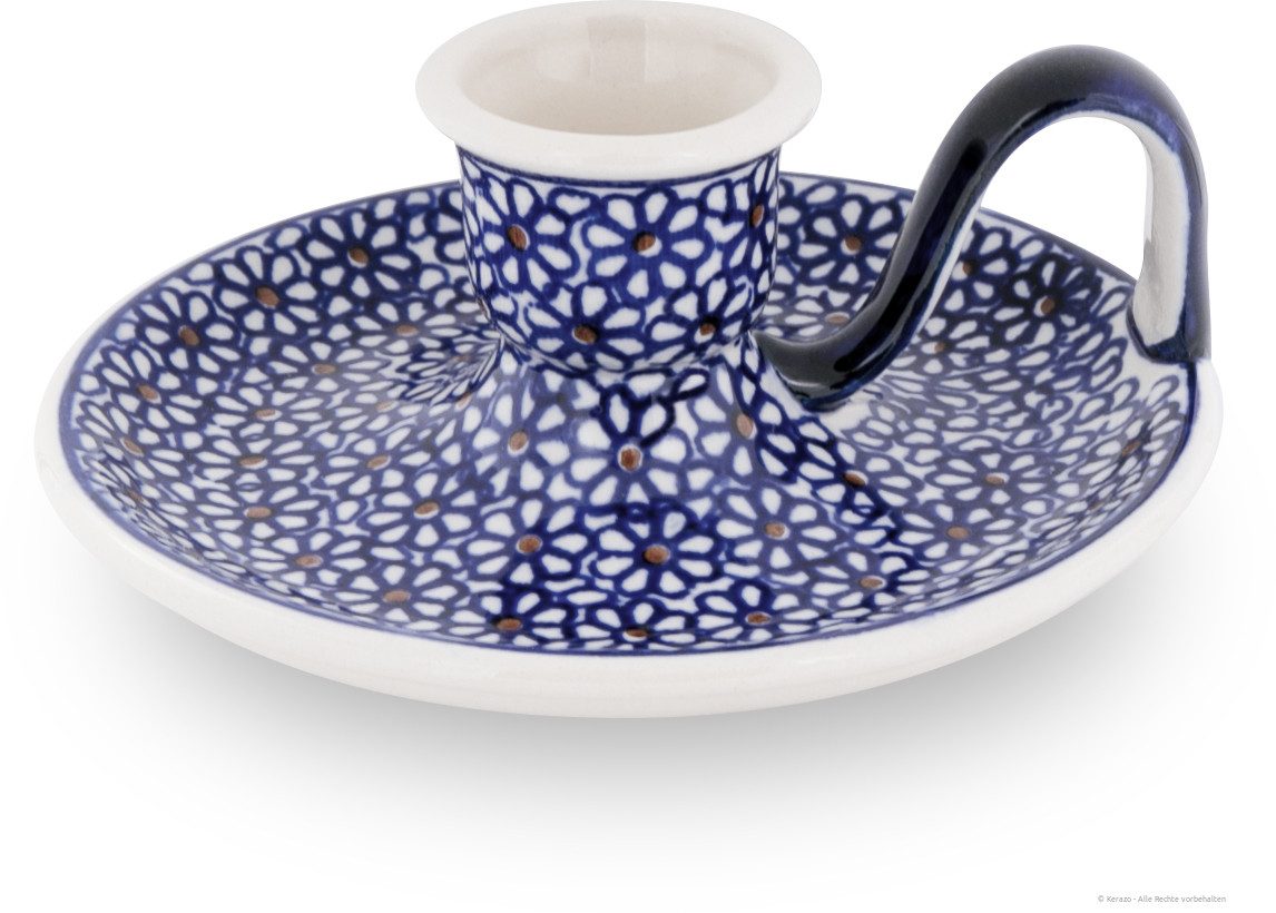 Bunzlauer Keramik Kerzenständer Bunzlauer Keramik retro Chamberstick Kerzenhalter Ø14,5x5,5cm Dekor120