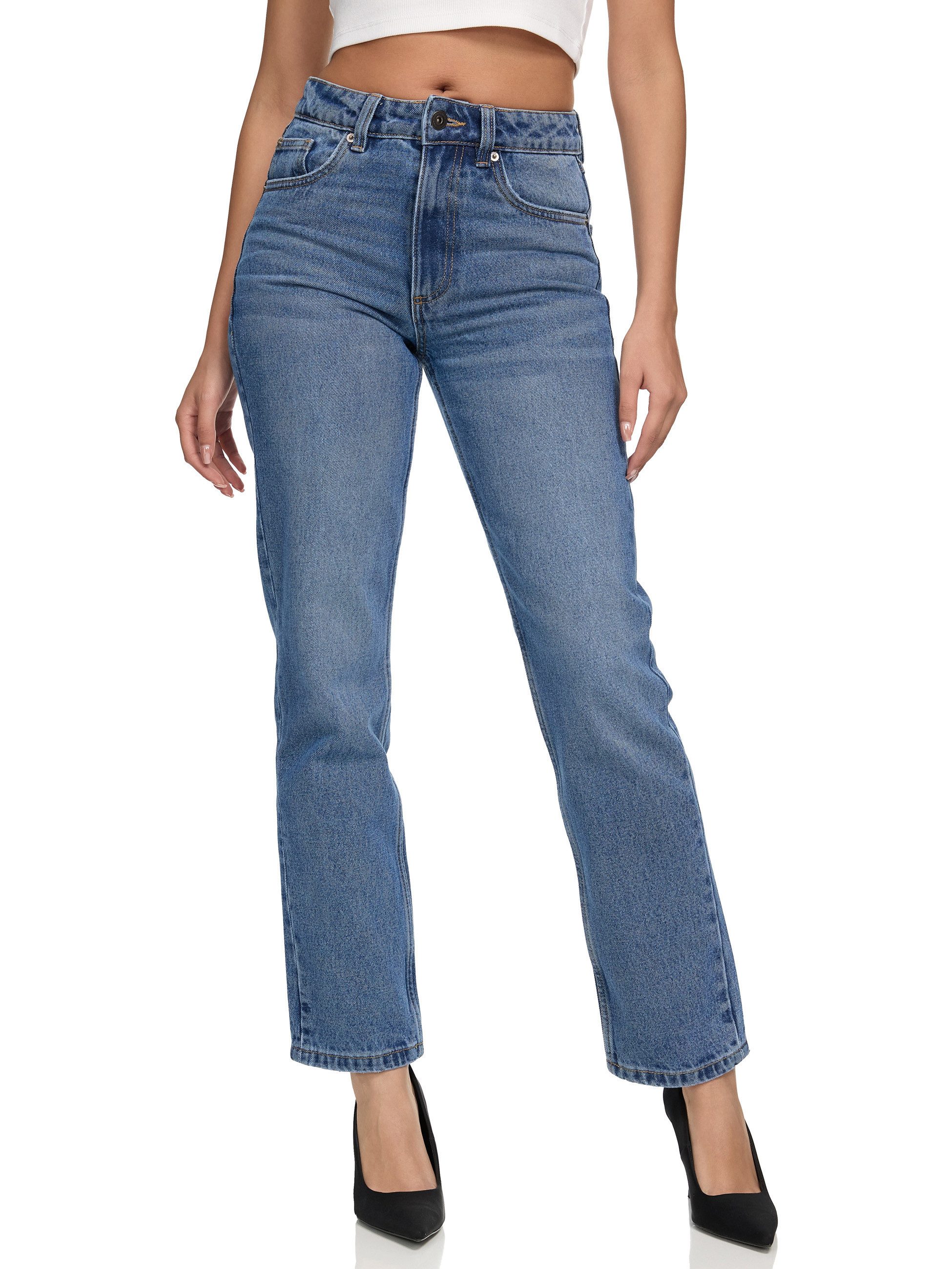 REPUBLIX Loose-fit-Jeans FAITH Damen Mid Waist Loose-fit Denim Jeans Basic